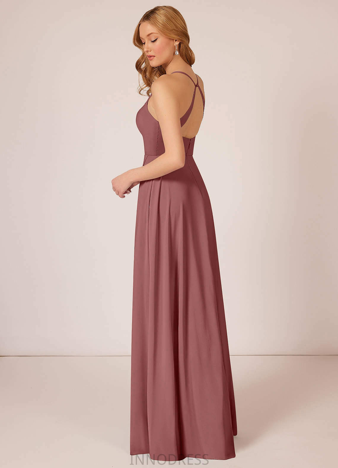 Siena Sleeveless High Low A-Line/Princess Natural Waist V-Neck Bridesmaid Dresses