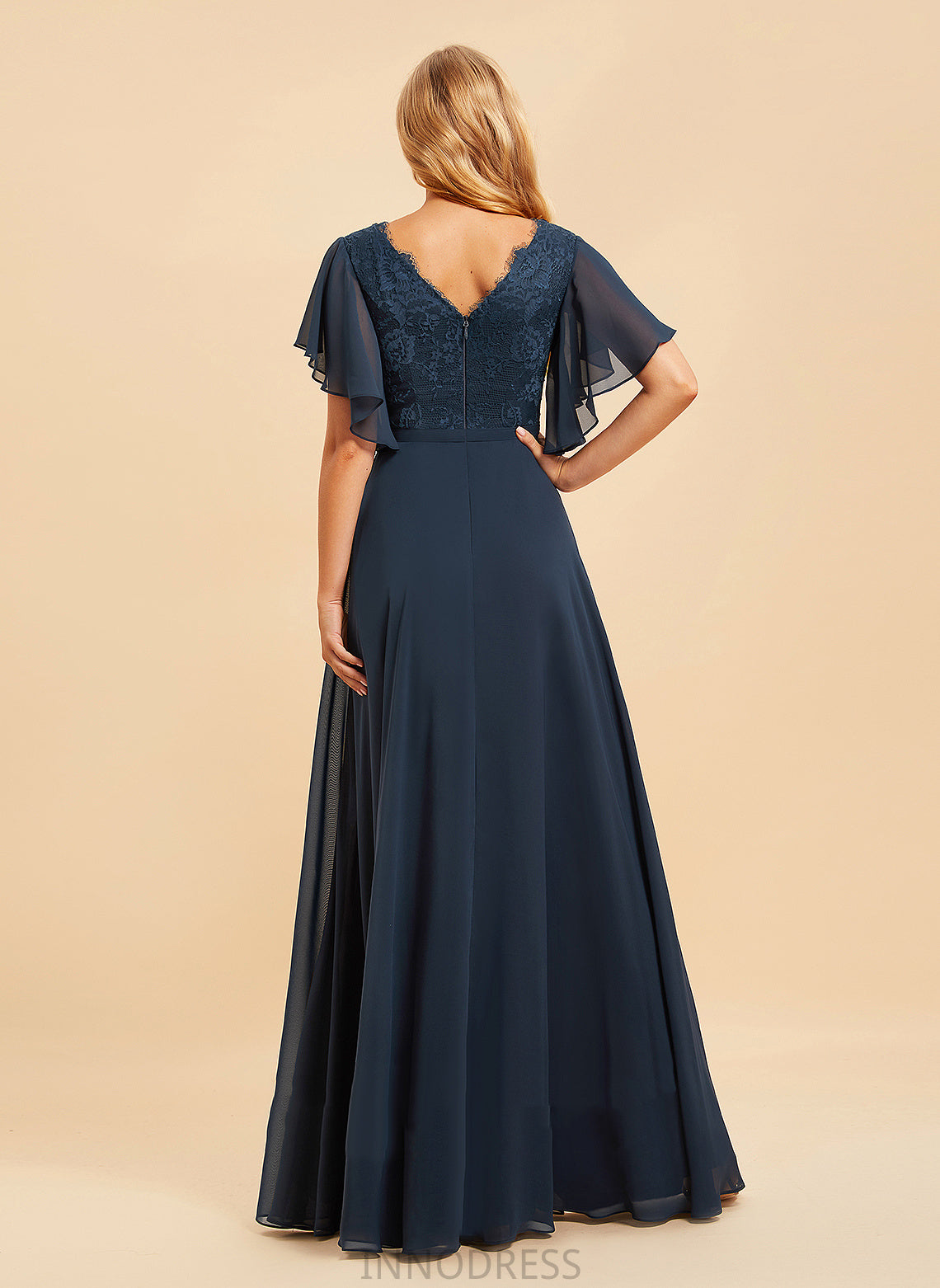 Embellishment SplitFront Fabric Neckline Lace Length Silhouette A-Line V-neck Floor-Length Moriah Floor Length Bridesmaid Dresses