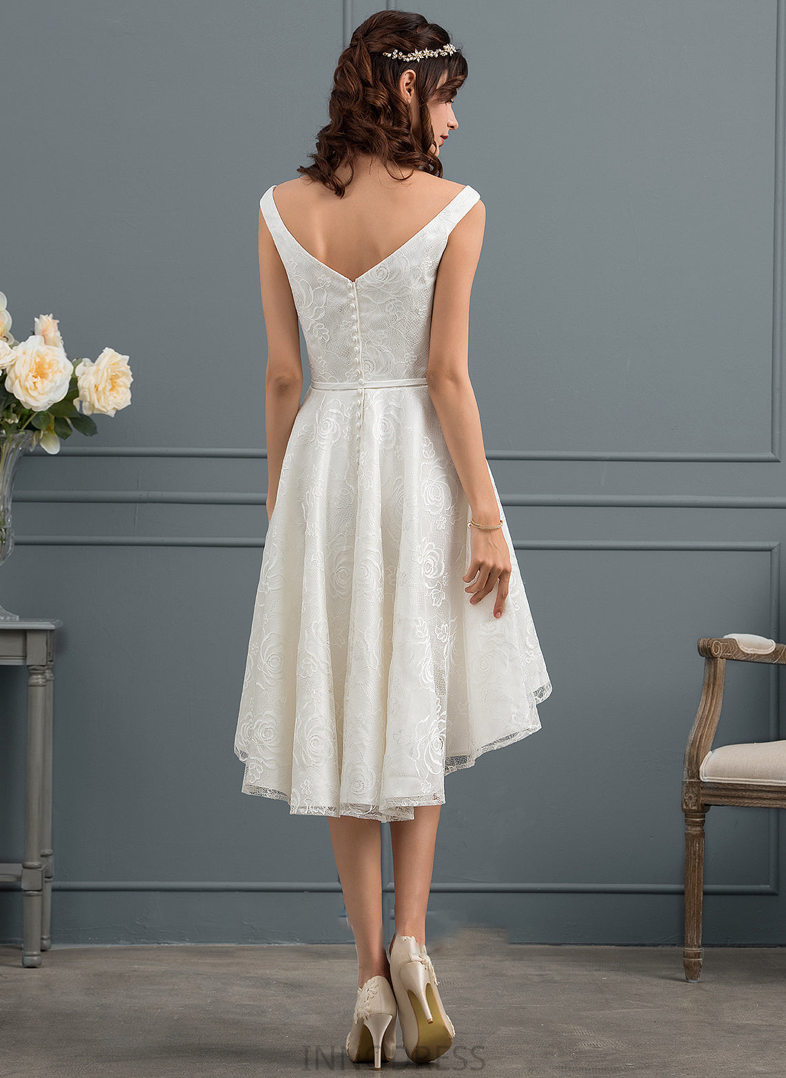 Wedding Dresses Bow(s) Lace Dress Xiomara Wedding Asymmetrical A-Line With