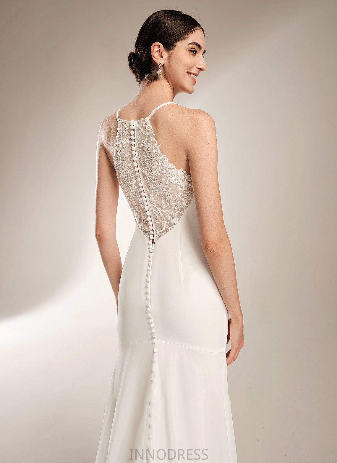 Sheath/Column Wedding Wedding Dresses Lace Dress Train V-neck With Court Katrina