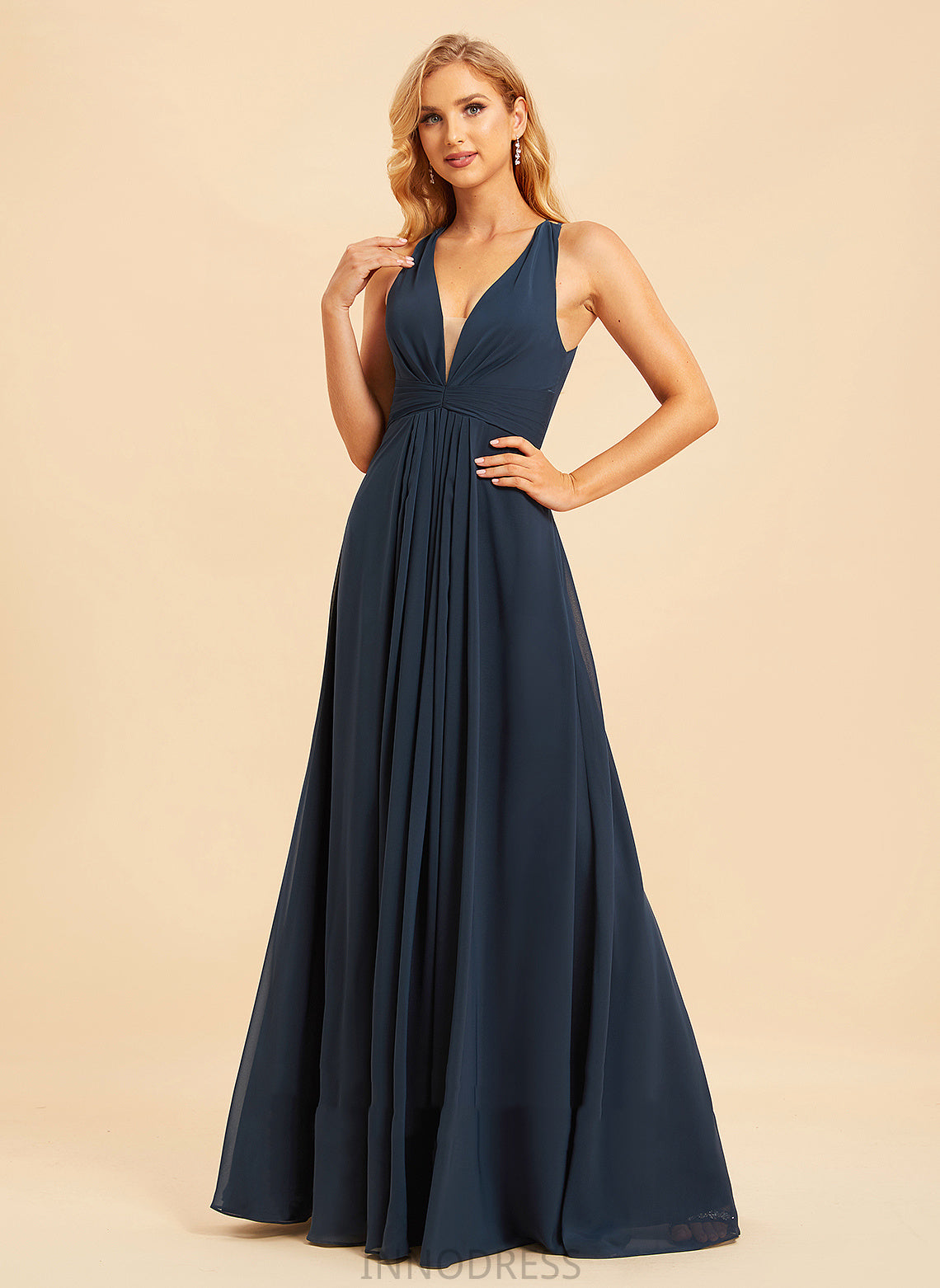 Neckline Length Ruffle Embellishment A-Line V-neck Floor-Length Silhouette Fabric Laura Spaghetti Staps Floor Length Bridesmaid Dresses