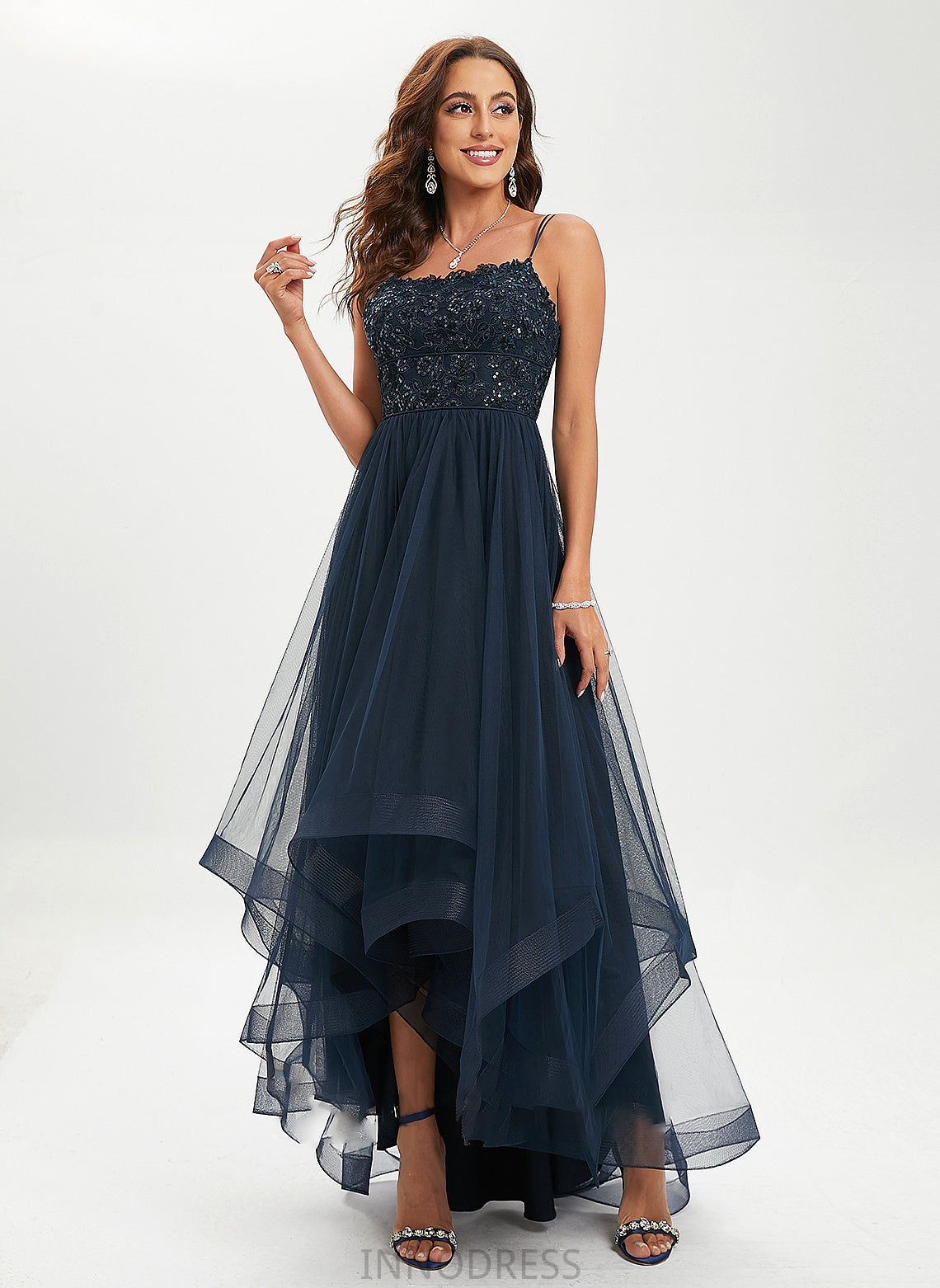 Prom Dresses Ball-Gown/Princess Sequins Asymmetrical Milagros Tulle Lace Scoop With Neck