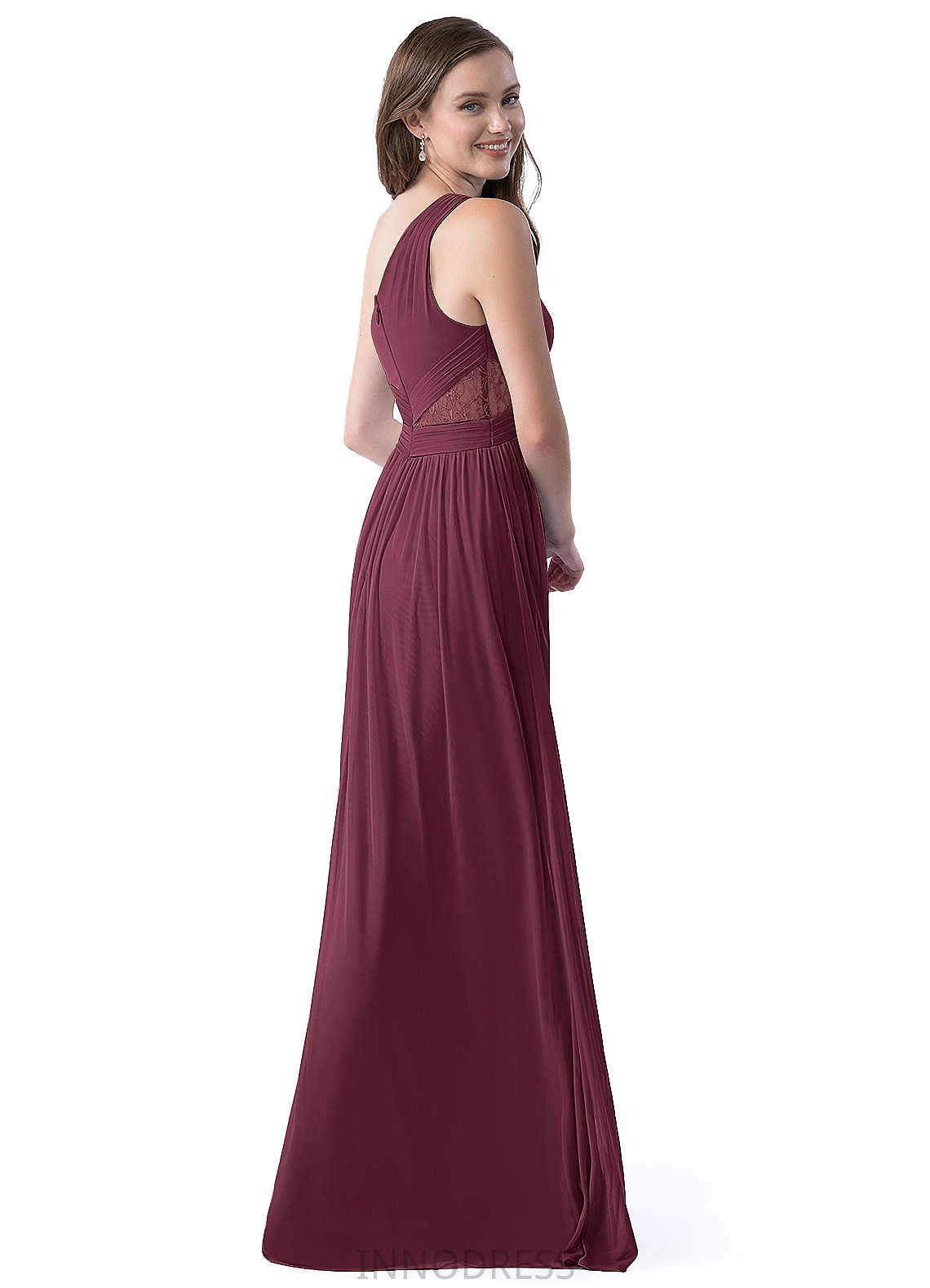 Scarlet Sleeveless Natural Waist Sheath/Column Floor Length Scoop Bridesmaid Dresses