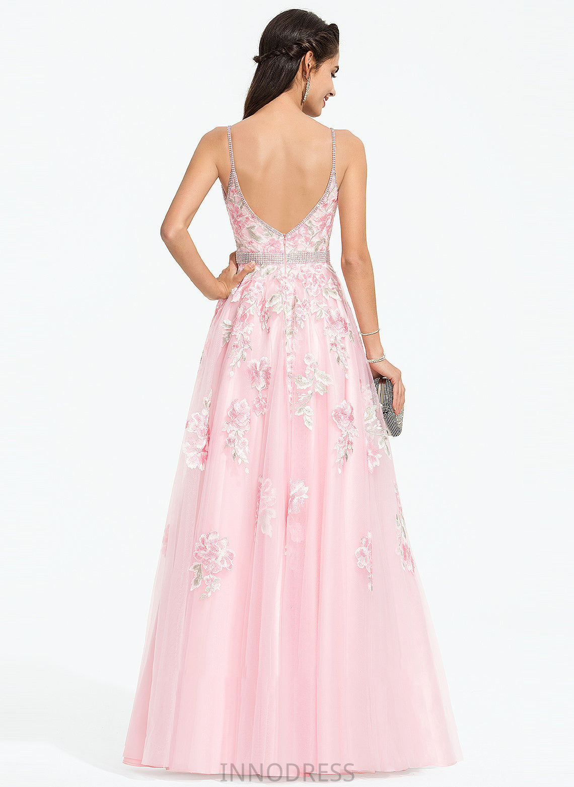 Jane Prom Dresses Ball-Gown/Princess Beading With Sequins Tulle Floor-Length V-neck