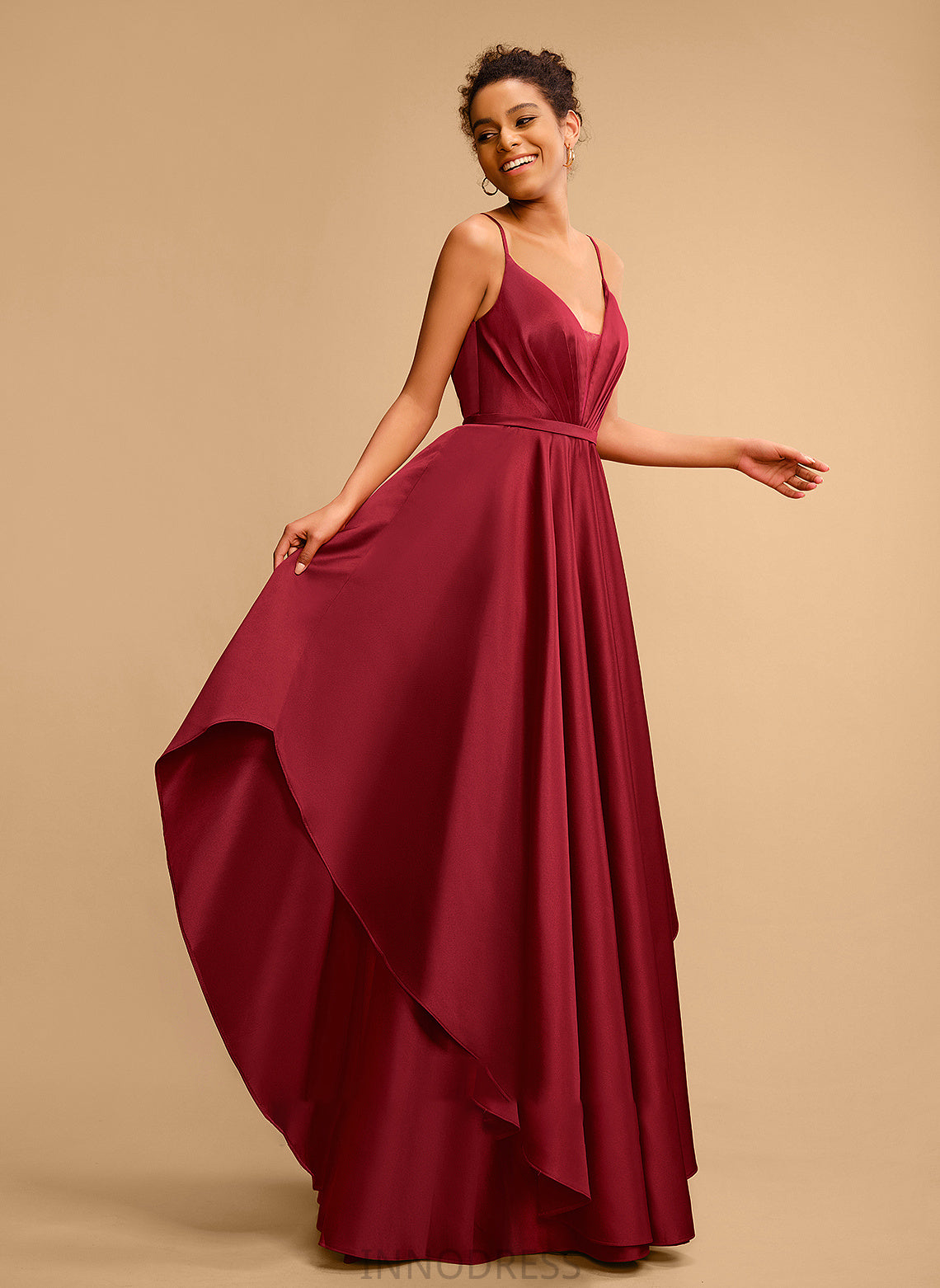 Prom Dresses V-neck Floor-Length Ball-Gown/Princess Emely Satin