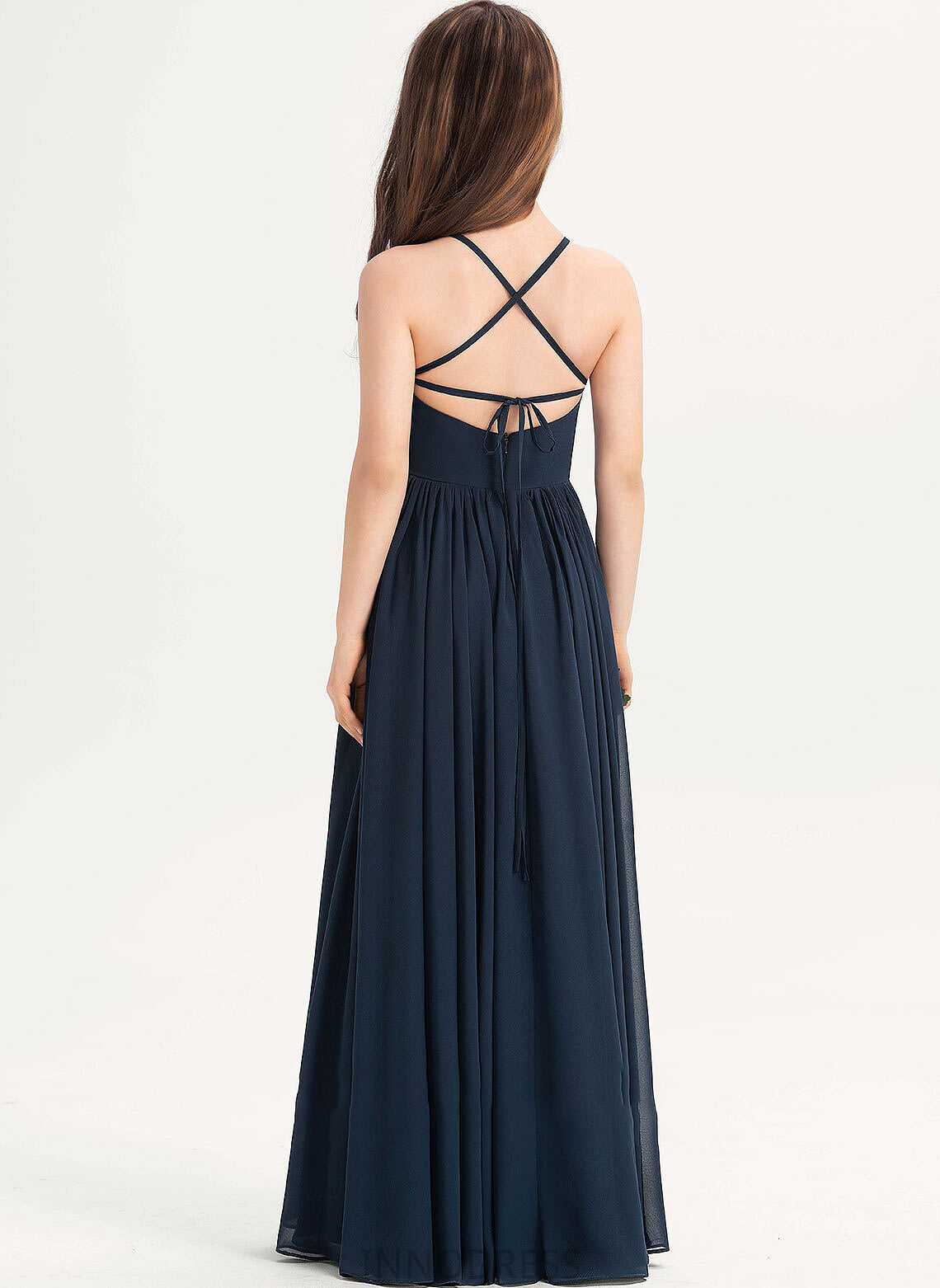 Miriam Bow(s) Neckline Square A-Line Floor-Length Junior Bridesmaid Dresses With Chiffon