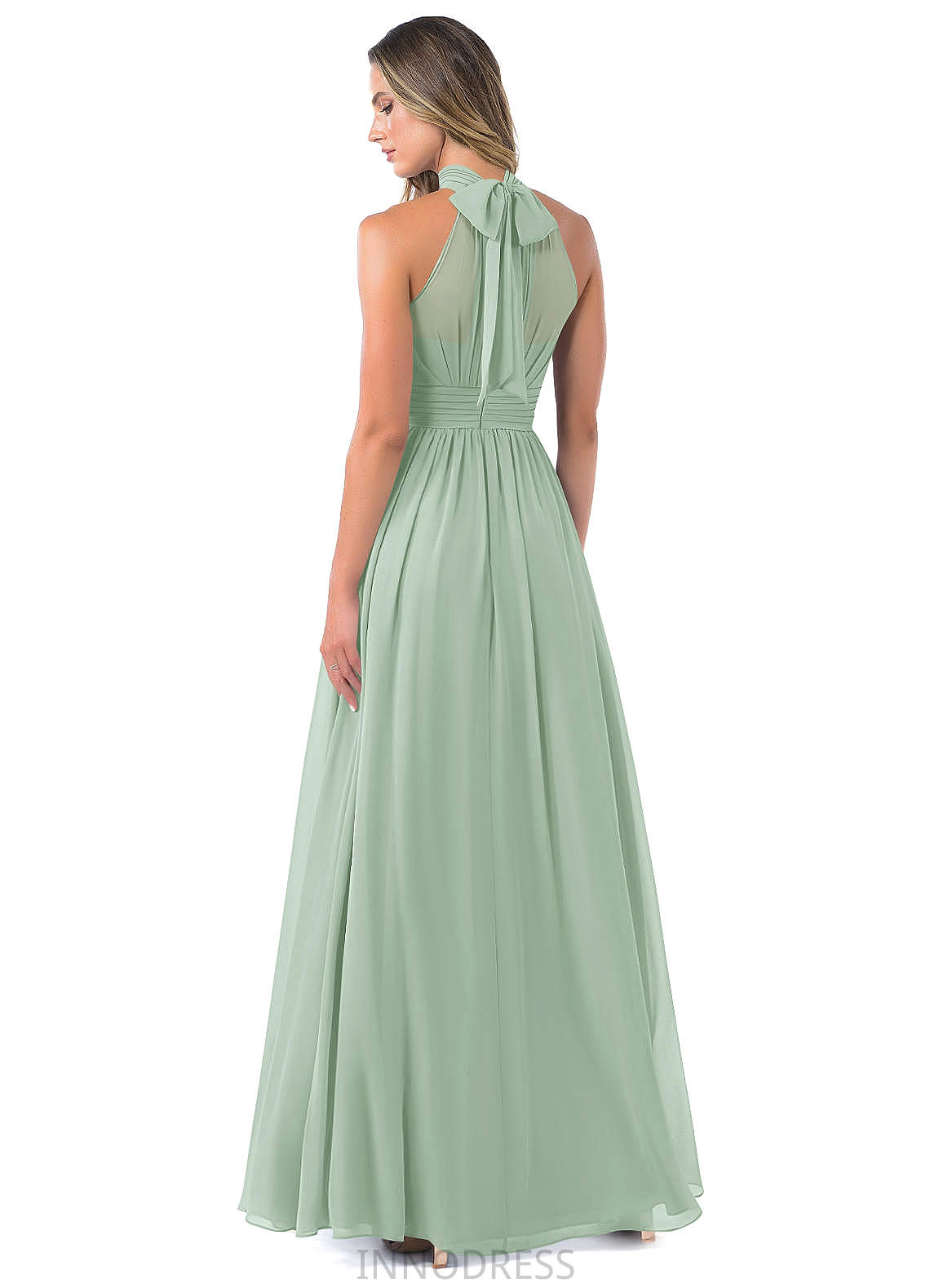 Dominique A-Line/Princess Sleeveless Natural Waist Floor Length V-Neck Bridesmaid Dresses