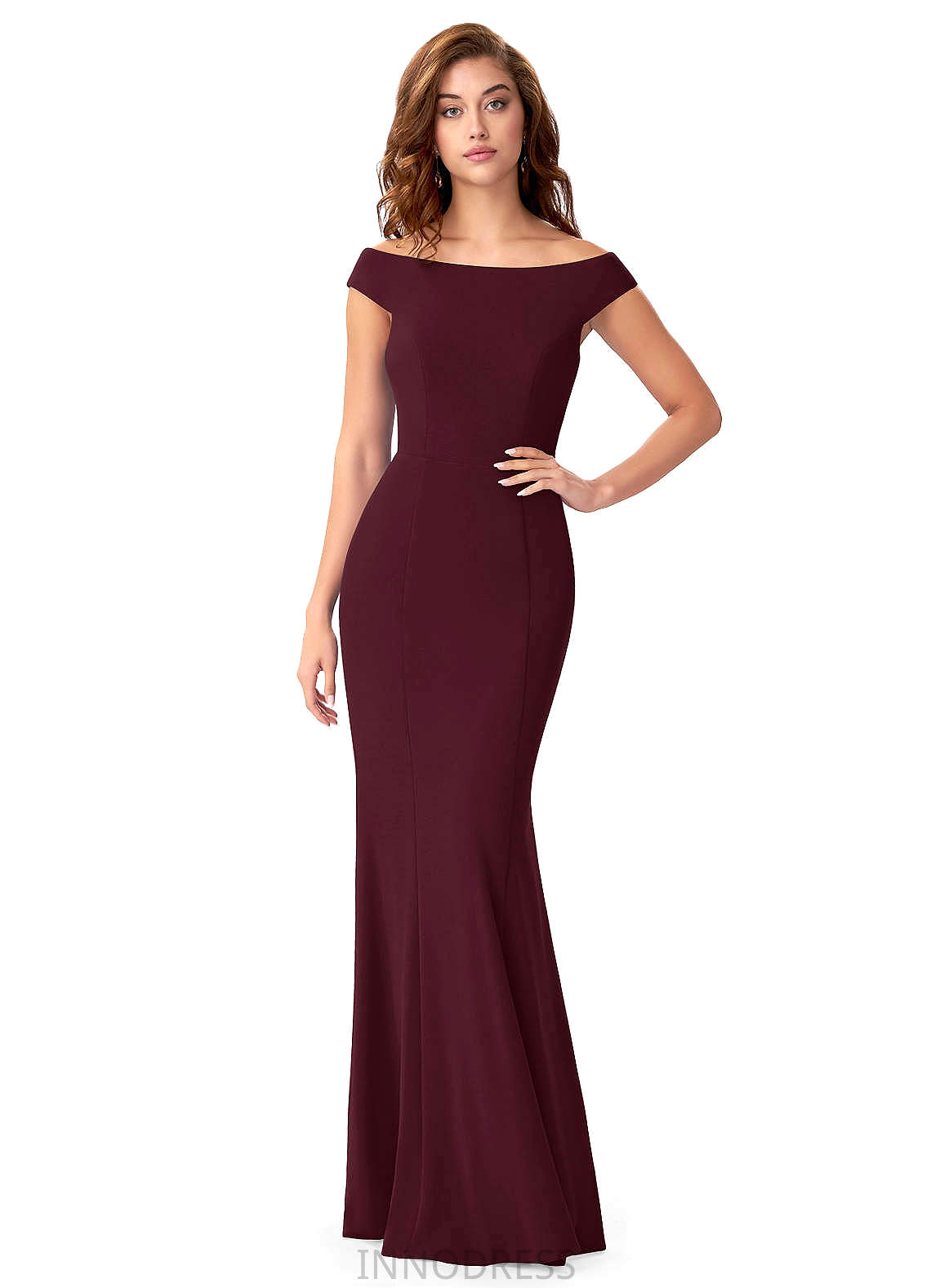 Glenda Floor Length Sleeveless Spaghetti Staps Natural Waist Sheath/Column Bridesmaid Dresses