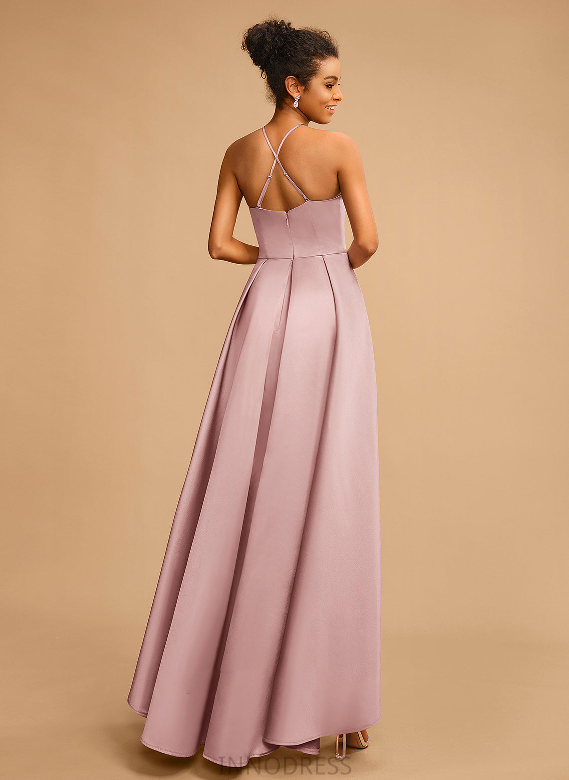 A-Line Prom Dresses Danna Asymmetrical Neckline Satin Square