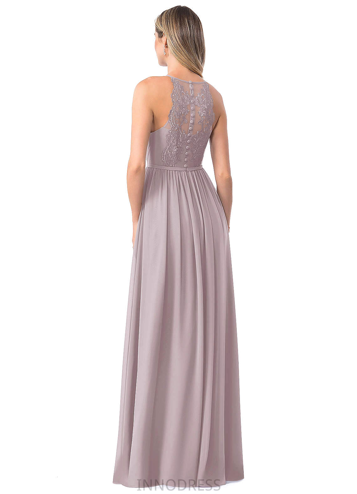 Perla Spaghetti Staps Natural Waist Sleeveless Floor Length Bridesmaid Dresses