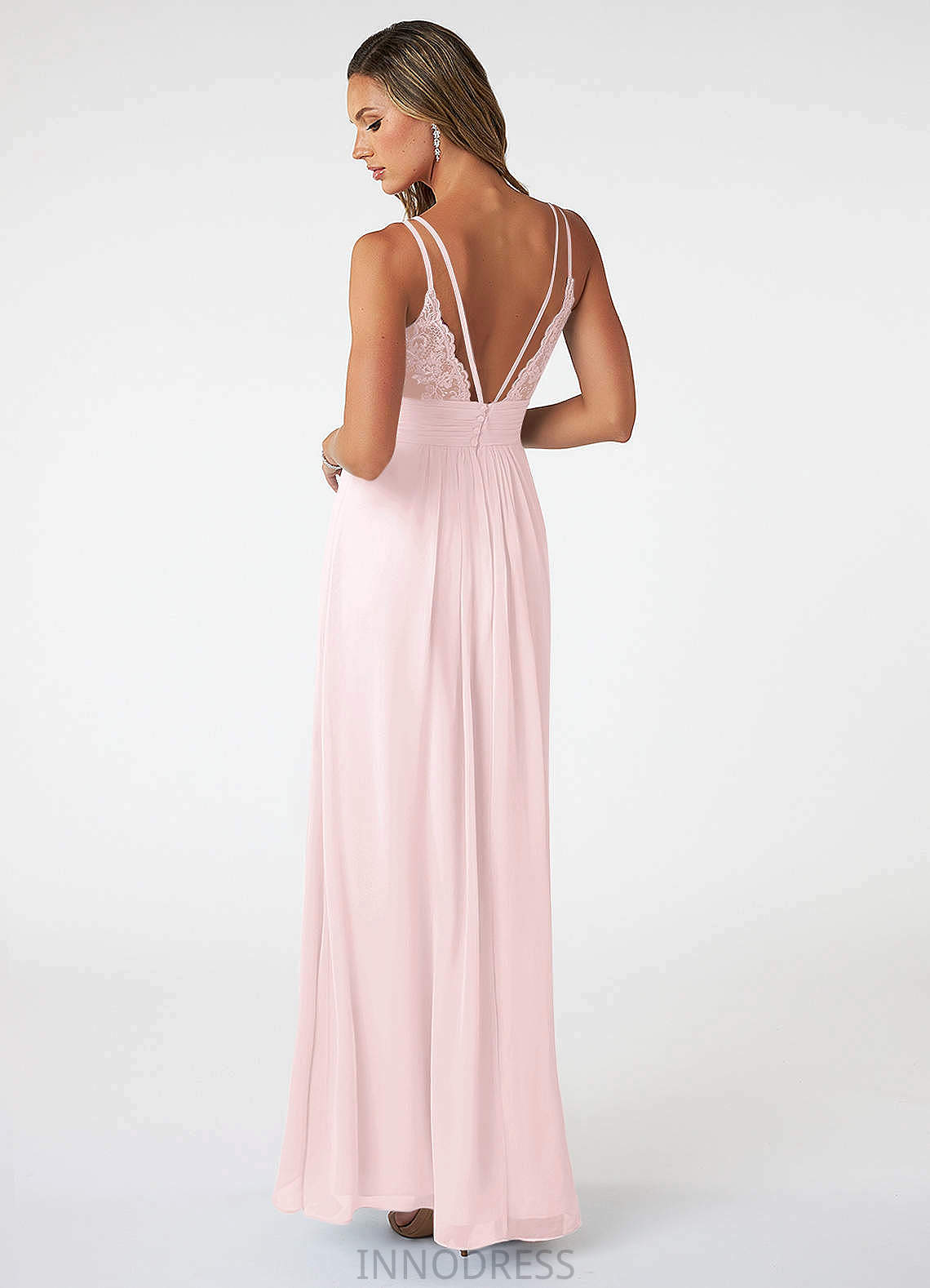 Amari A-Line/Princess Natural Waist Floor Length Spaghetti Staps Sleeveless Bridesmaid Dresses