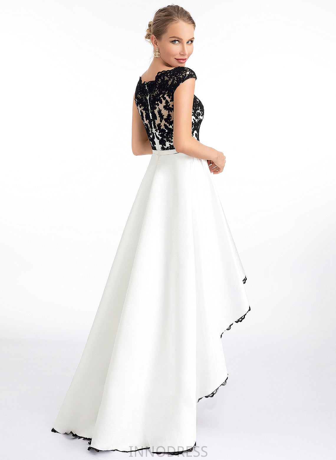 Neck Ryann Scoop Ball-Gown/Princess Satin Asymmetrical Prom Dresses