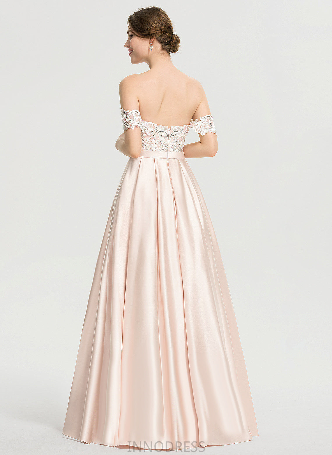 Satin Sequins Lace With Floor-Length Wedding Lia Off-the-Shoulder Ball-Gown/Princess Wedding Dresses Dress