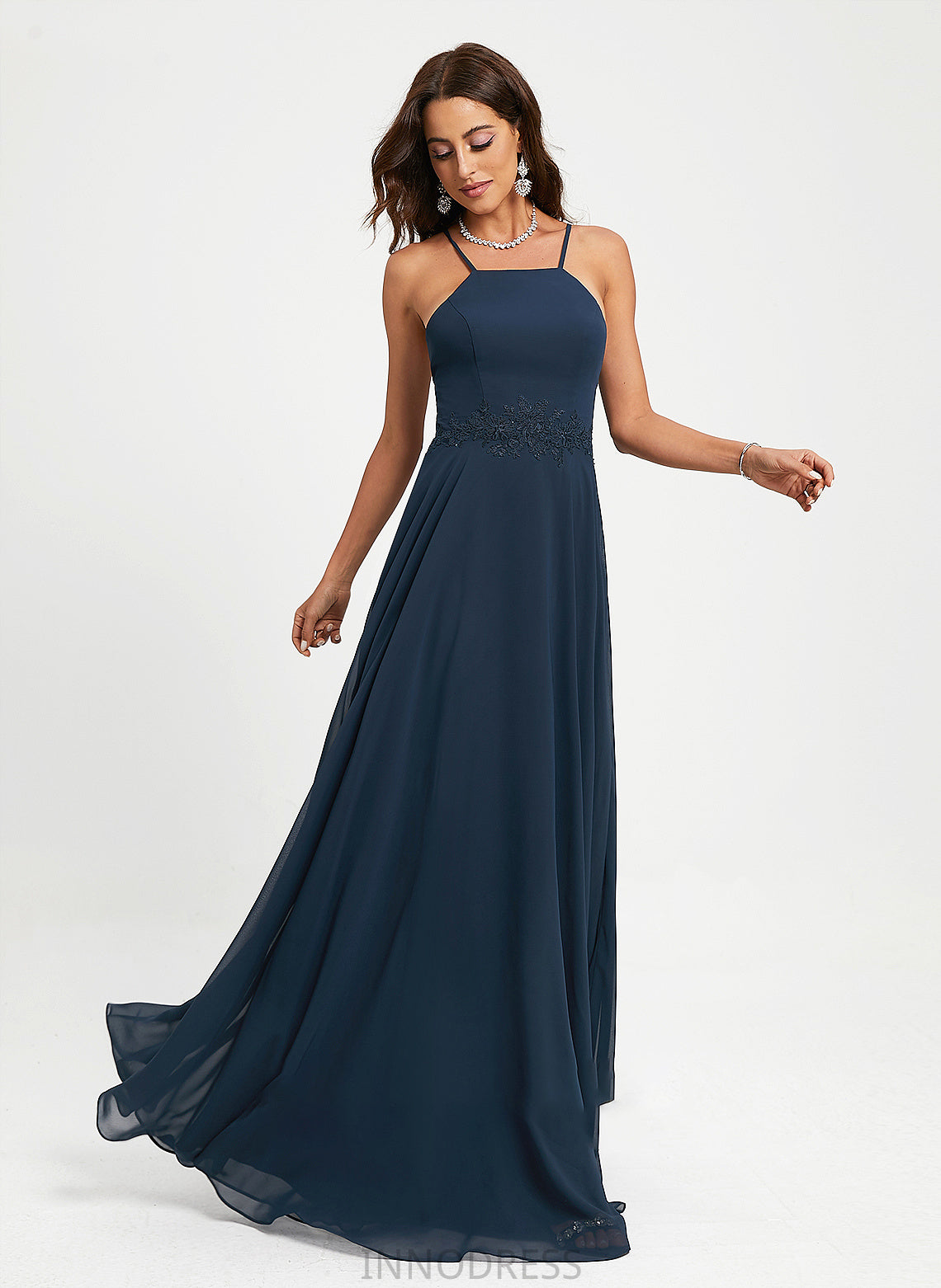 Prom Dresses With Lace A-Line Regina Floor-Length Chiffon Halter