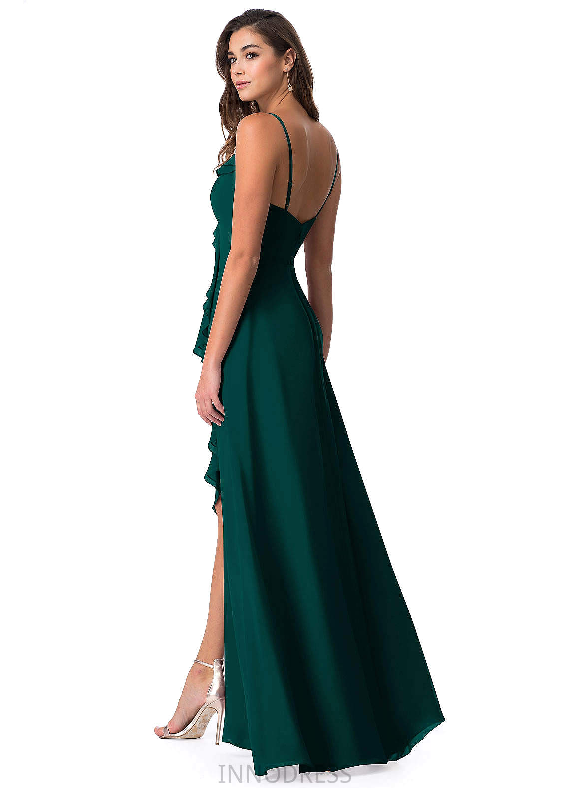 Madelyn Natural Waist Satin Sheath/Column Floor Length Sleeveless Straps Bridesmaid Dresses