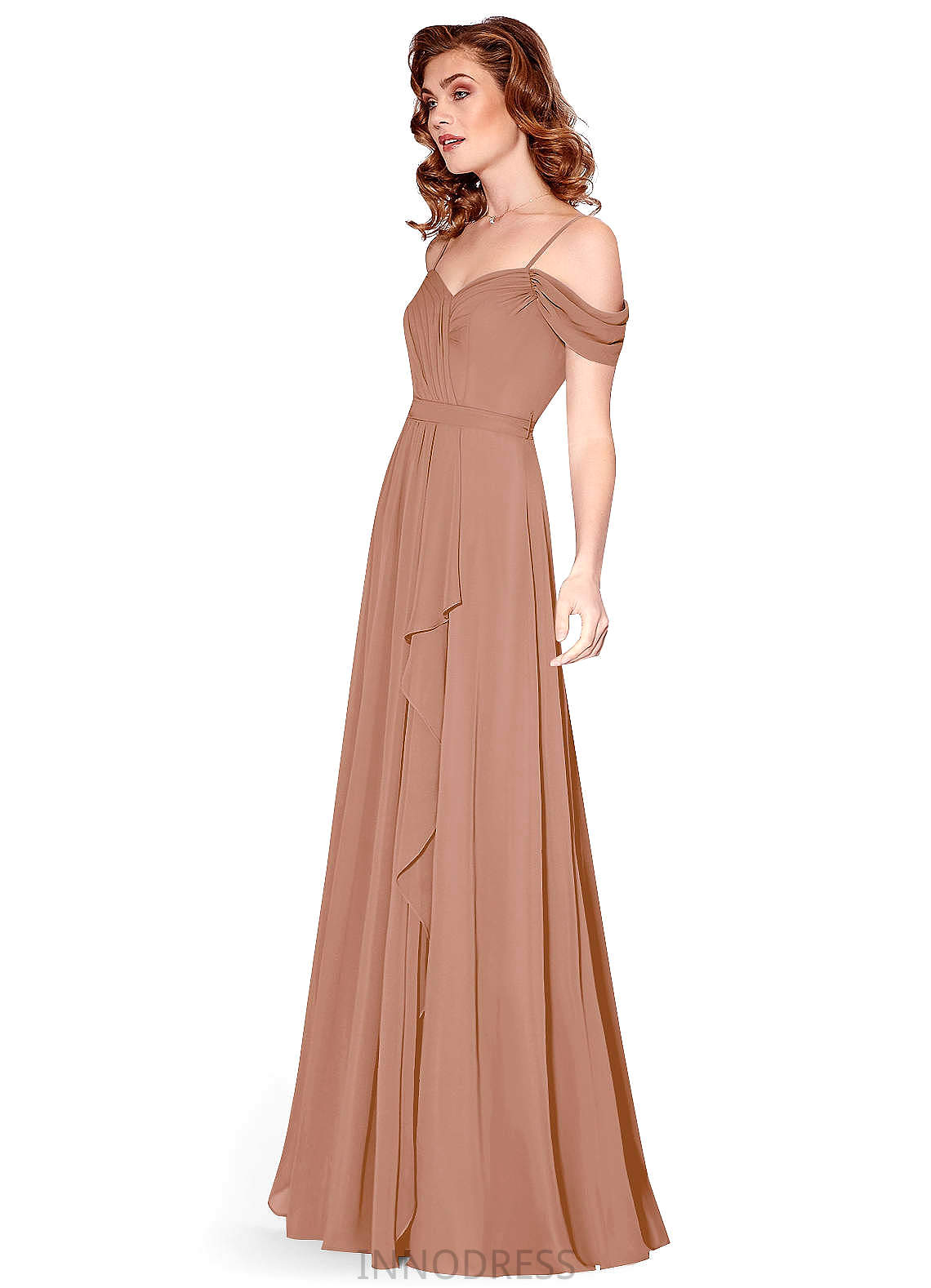 Lilia Sleeveless A-Line/Princess Natural Waist Floor Length V-Neck Bridesmaid Dresses