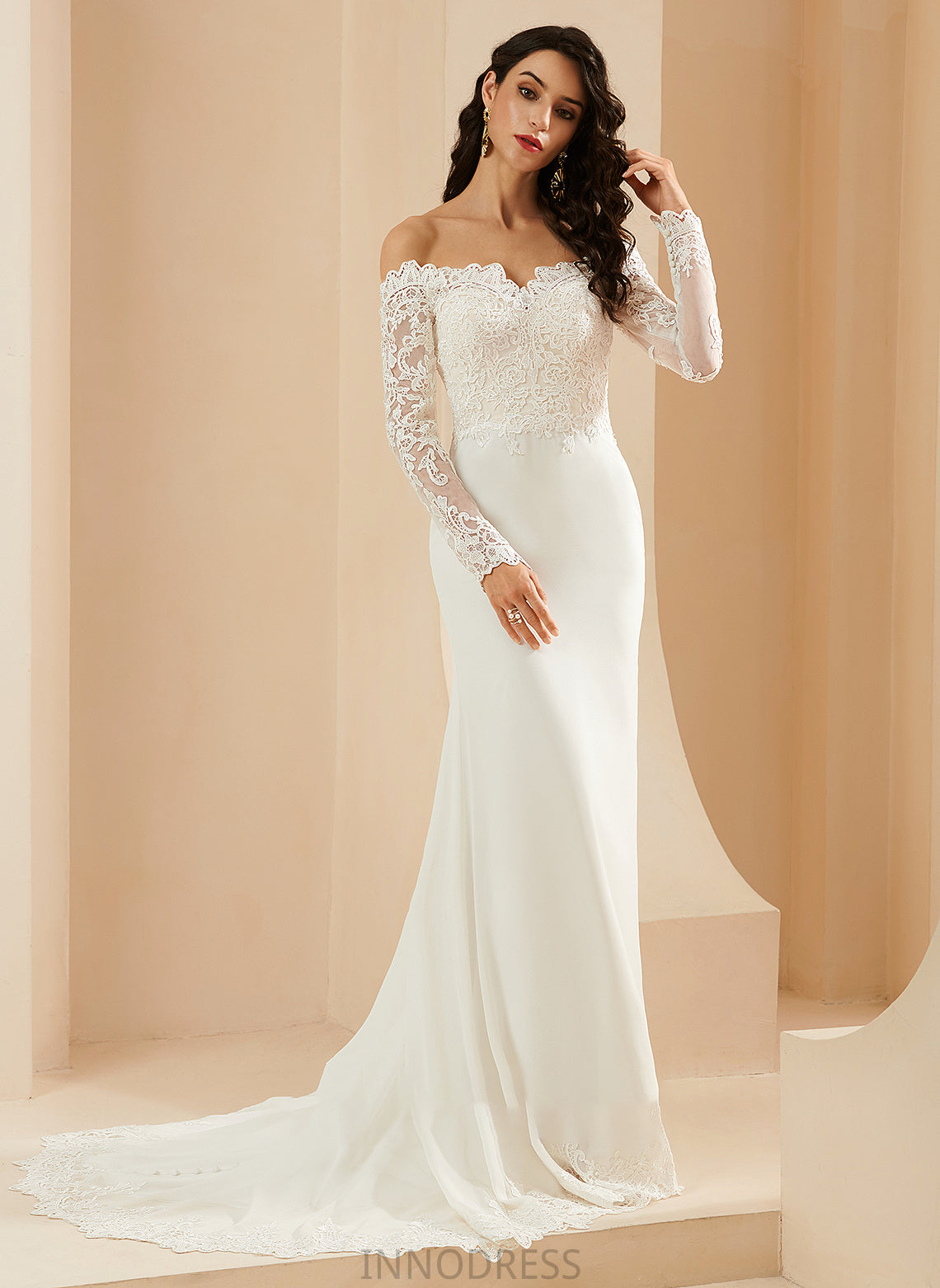 Dress Jolie Wedding Train Lace Trumpet/Mermaid Court With Off-the-Shoulder Wedding Dresses