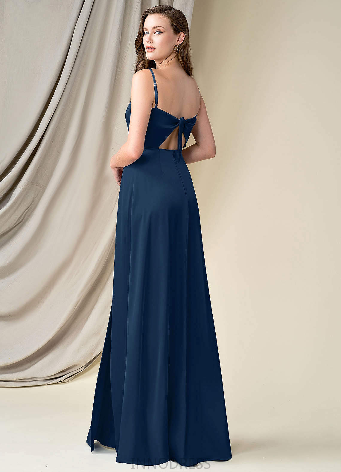 Jamie Floor Length Spaghetti Staps Natural Waist Sleeveless A-Line/Princess Bridesmaid Dresses