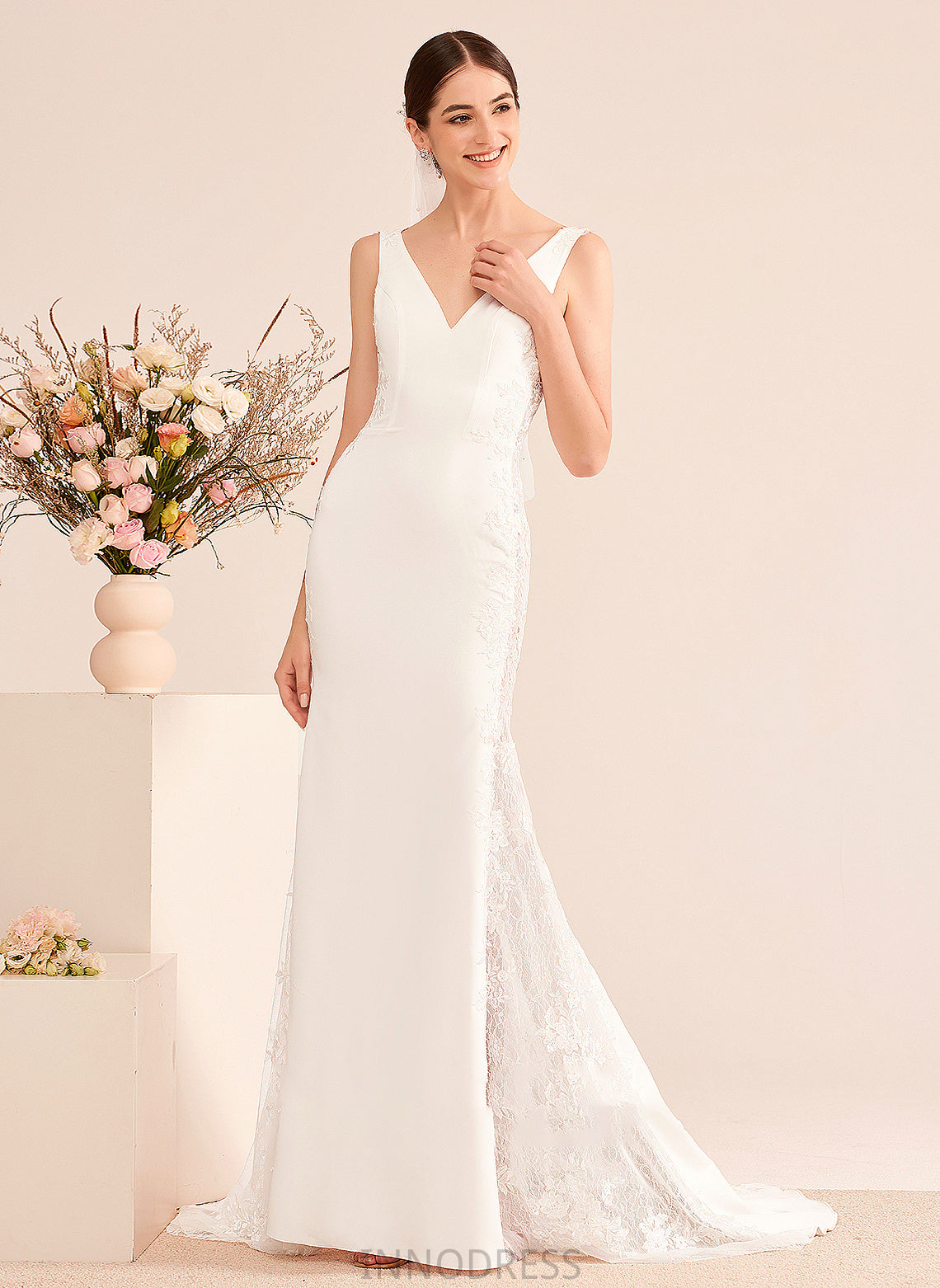 Wedding Wedding Dresses With Train Trumpet/Mermaid Lace Dress Court V-neck Mylee