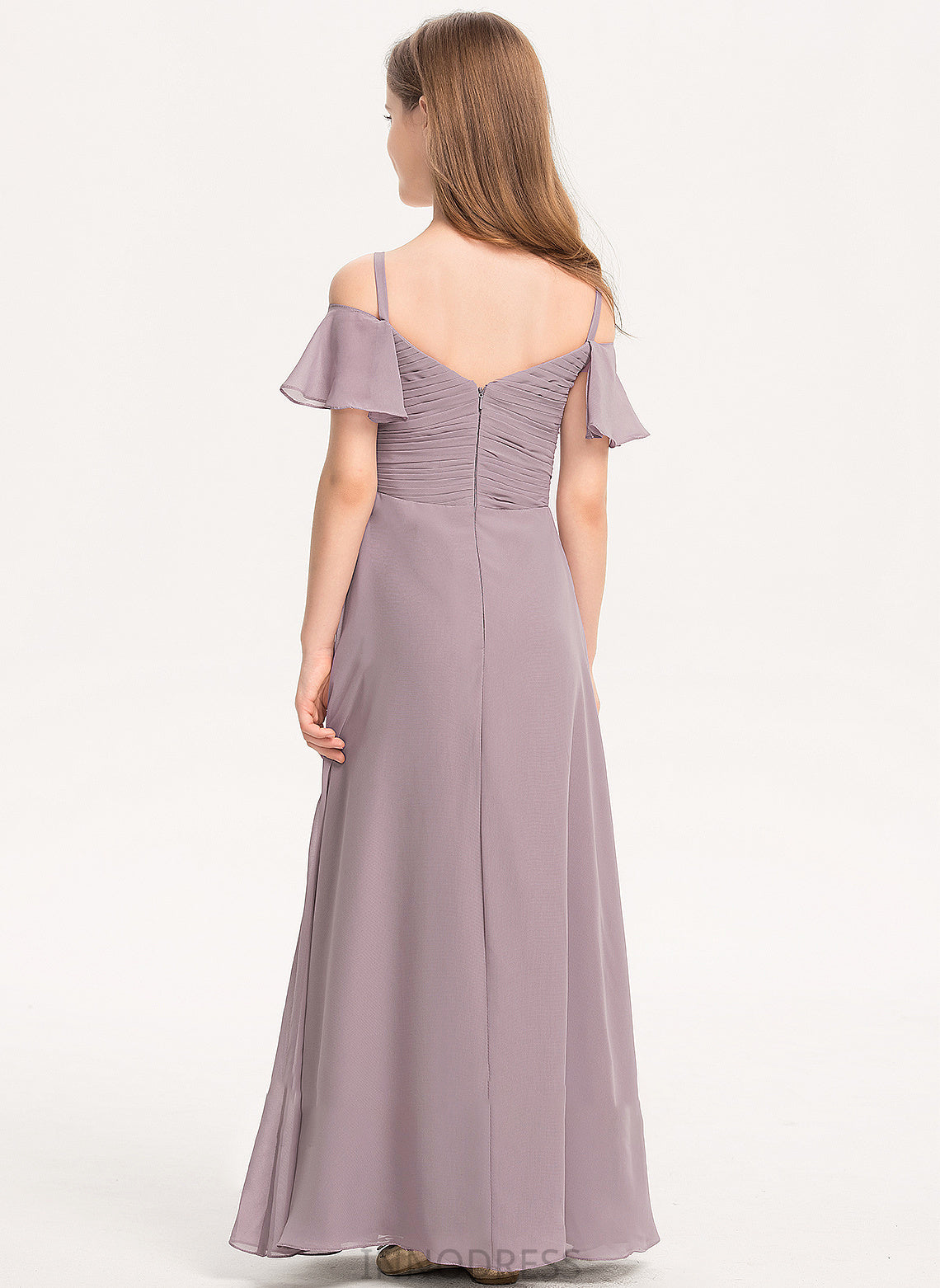 Chiffon Annika Junior Bridesmaid Dresses With Off-the-Shoulder A-Line Floor-Length Ruffle