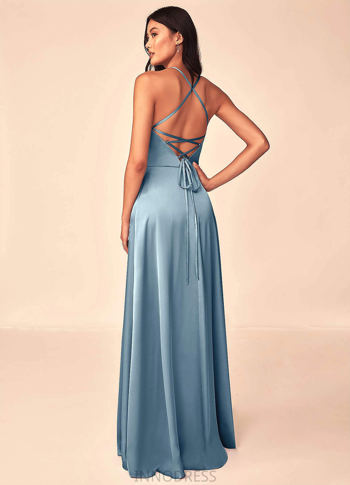 Janey One Shoulder Trumpet/Mermaid Sleeveless Floor Length Natural Waist Bridesmaid Dresses