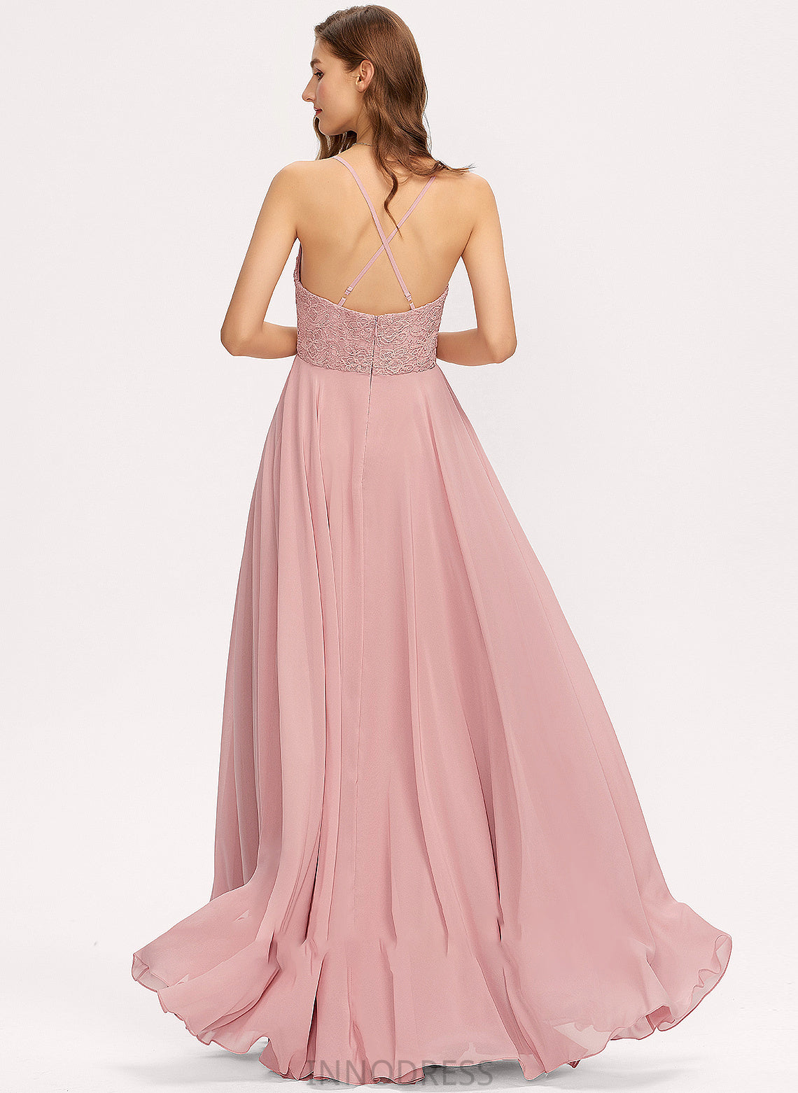 Chiffon Prom Dresses A-Line V-neck Aisha Floor-Length