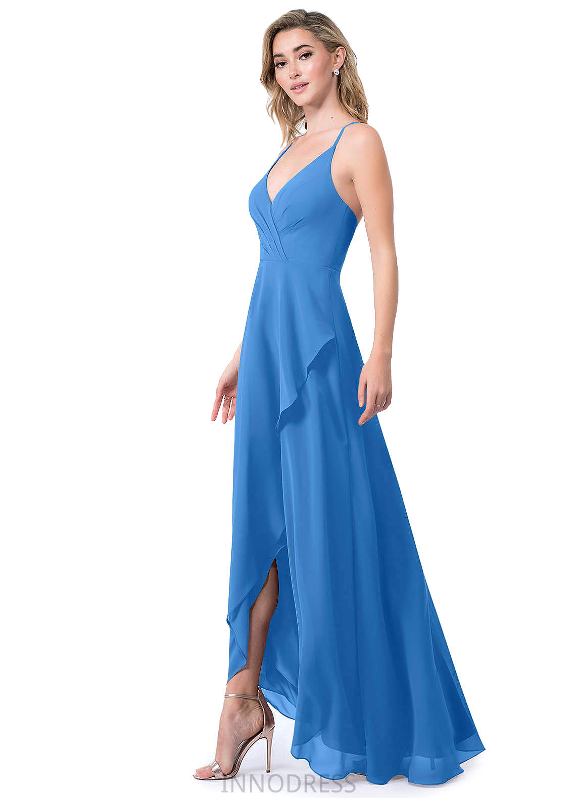 Scarlet Sleeveless Natural Waist Floor Length A-Line/Princess V-Neck Bridesmaid Dresses