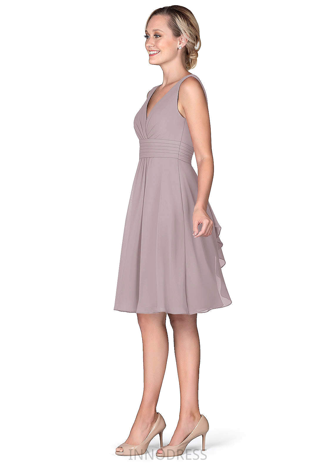 Elisabeth A-Line/Princess Floor Length Sleeveless Natural Waist V-Neck Bridesmaid Dresses