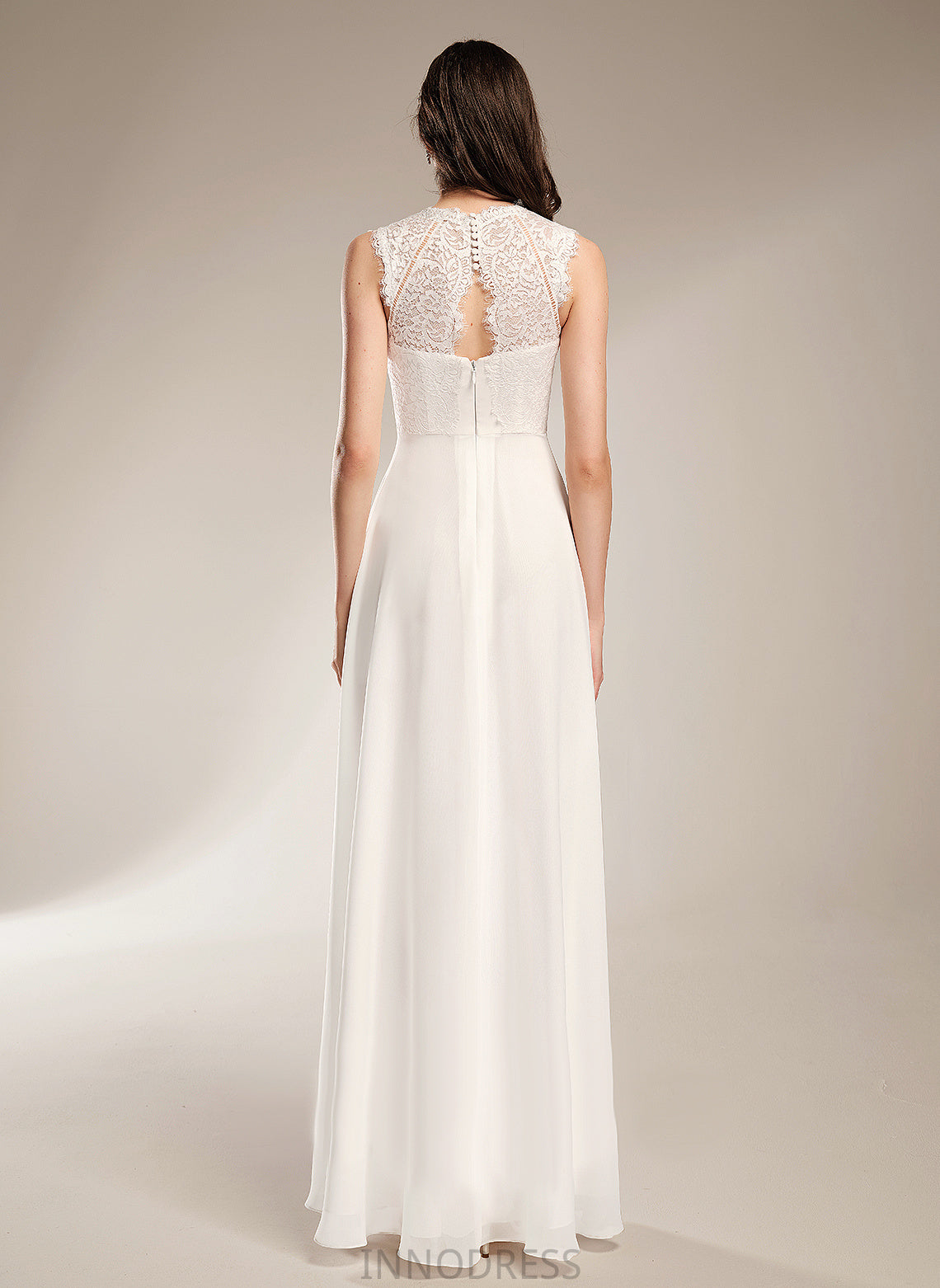 Lace Scoop Penny Dress Wedding Dresses Wedding Floor-Length A-Line Chiffon