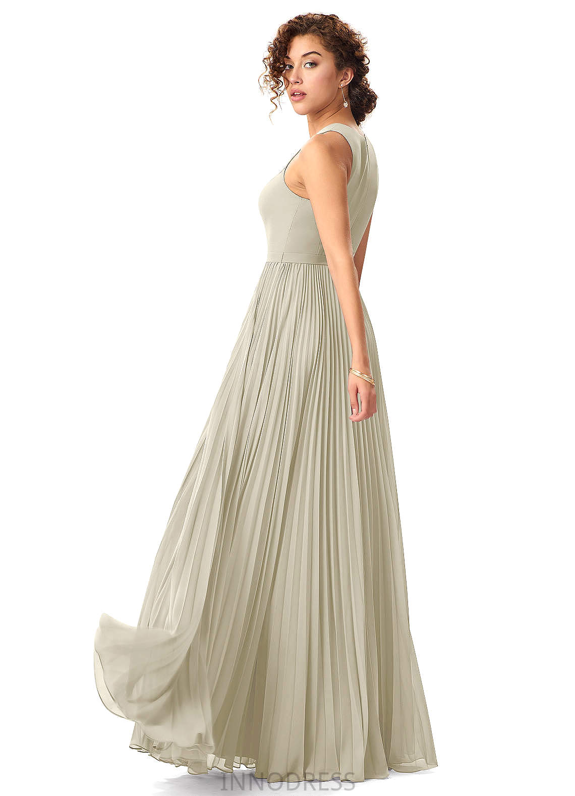 Makaila Scoop Short Sleeves Spandex Floor Length Natural Waist Sheath/Column Bridesmaid Dresses