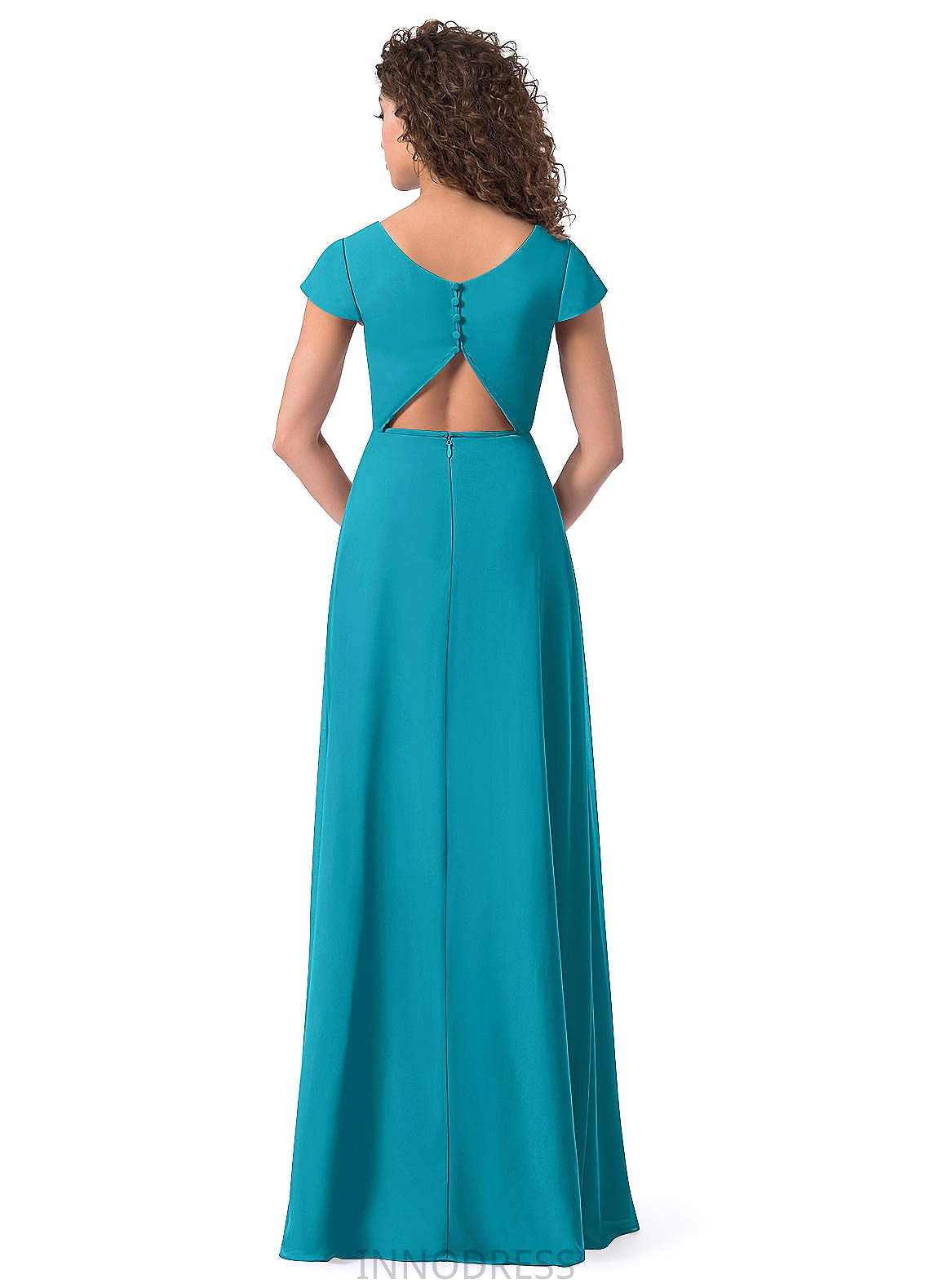 Yasmin Sleeveless Natural Waist Floor Length V-Neck Sheath/Column Bridesmaid Dresses