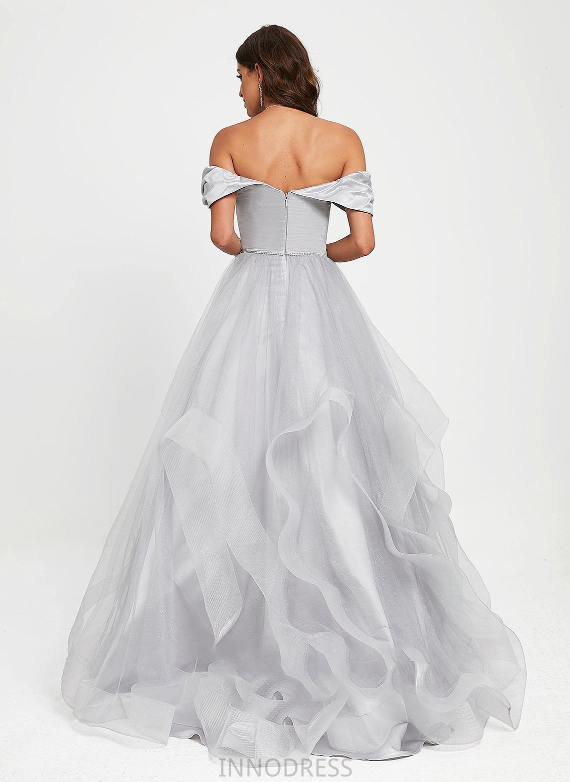 Sweep Xiomara Off-the-Shoulder Train Ball-Gown/Princess Prom Dresses Tulle