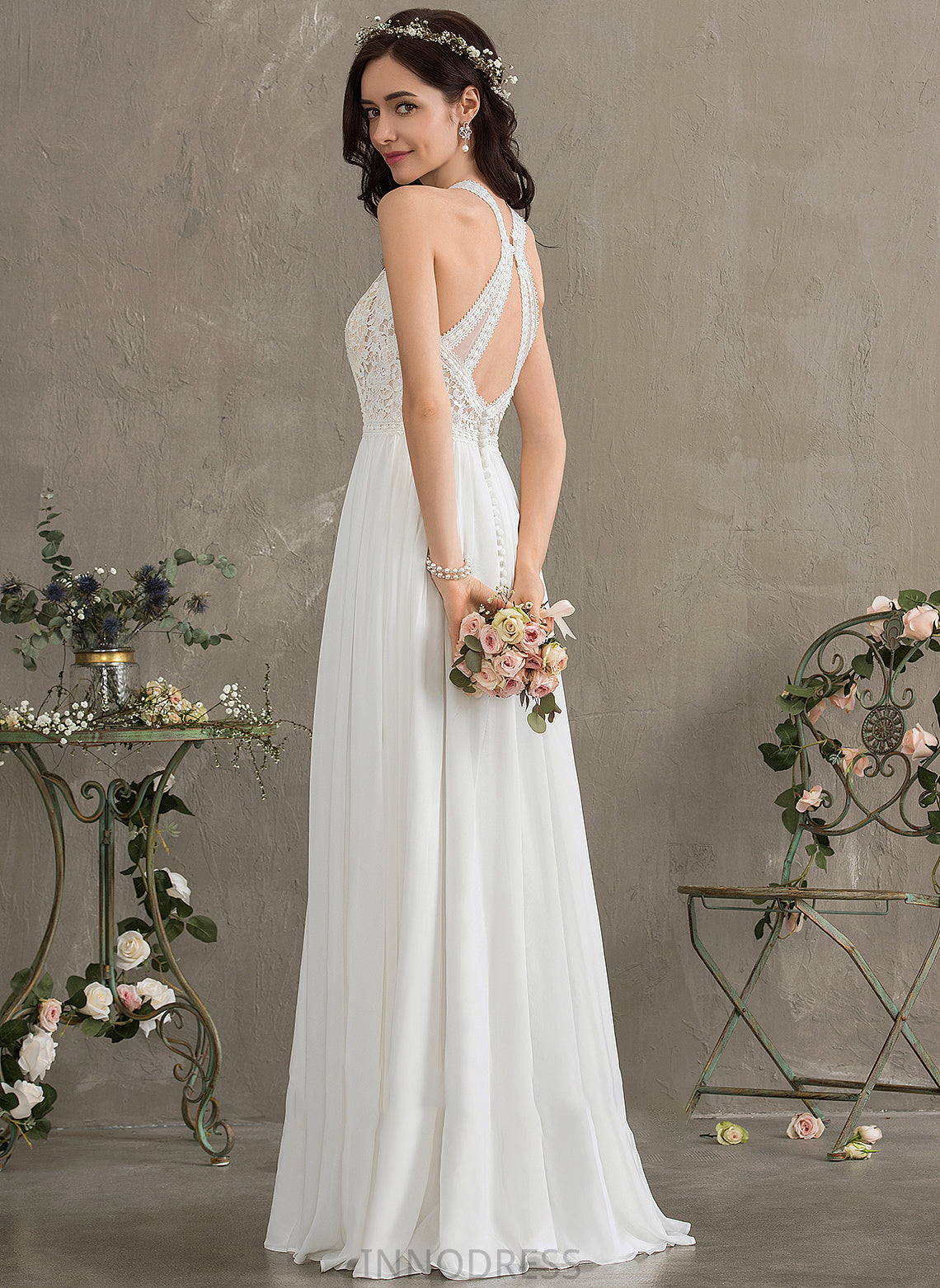 Wedding Dresses Floor-Length Wedding Chiffon Scoop Neck Gemma A-Line Dress