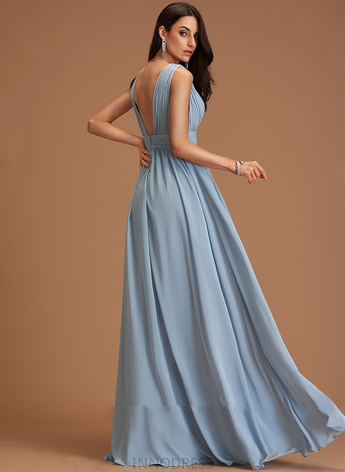 Floor-Length Length Fabric Silhouette A-Line Straps&Sleeves Neckline V-neck Shyla Bridesmaid Dresses