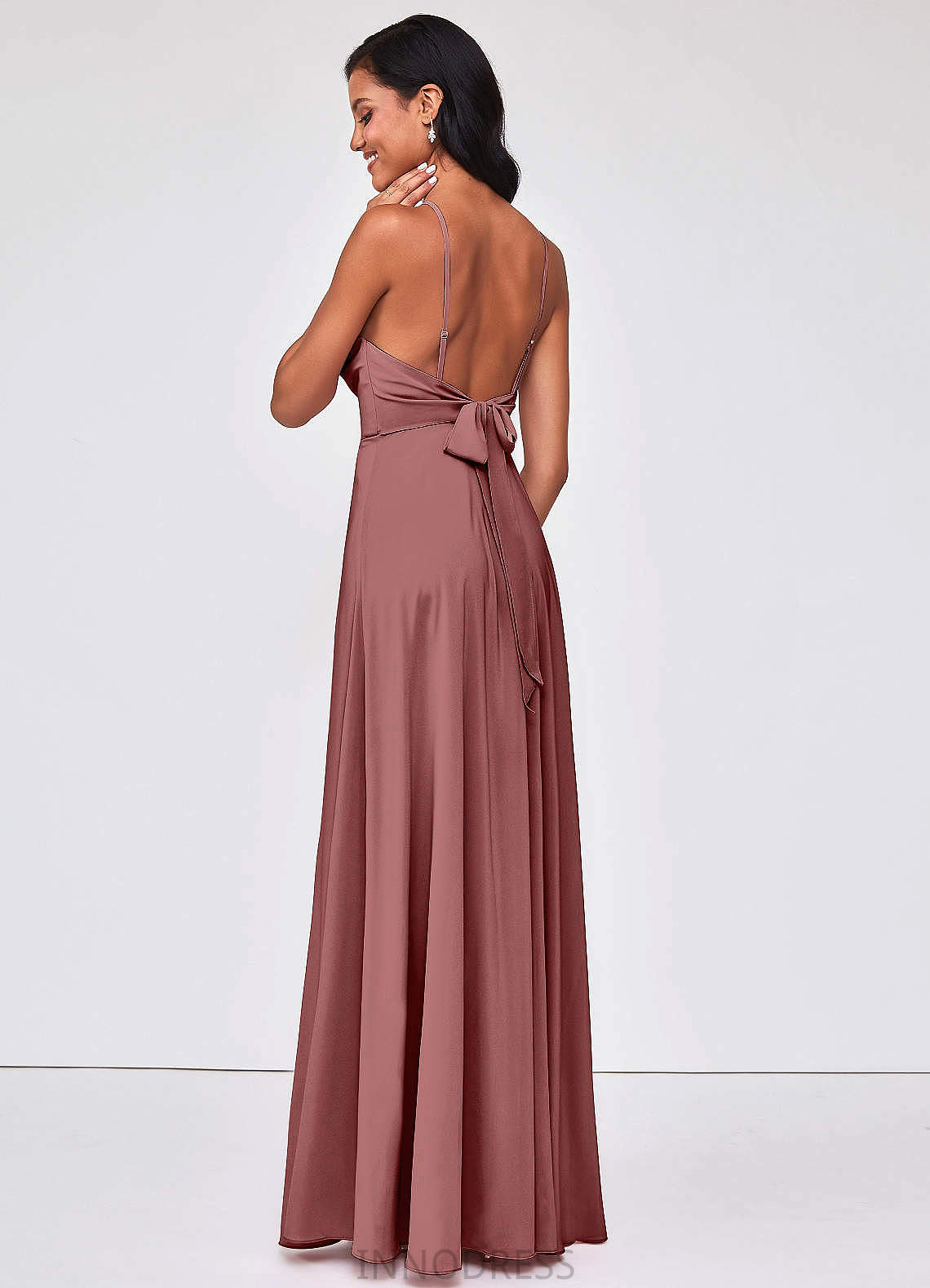 Lilah Sleeveless Trumpet/Mermaid Satin Natural Waist Floor Length Straps Bridesmaid Dresses