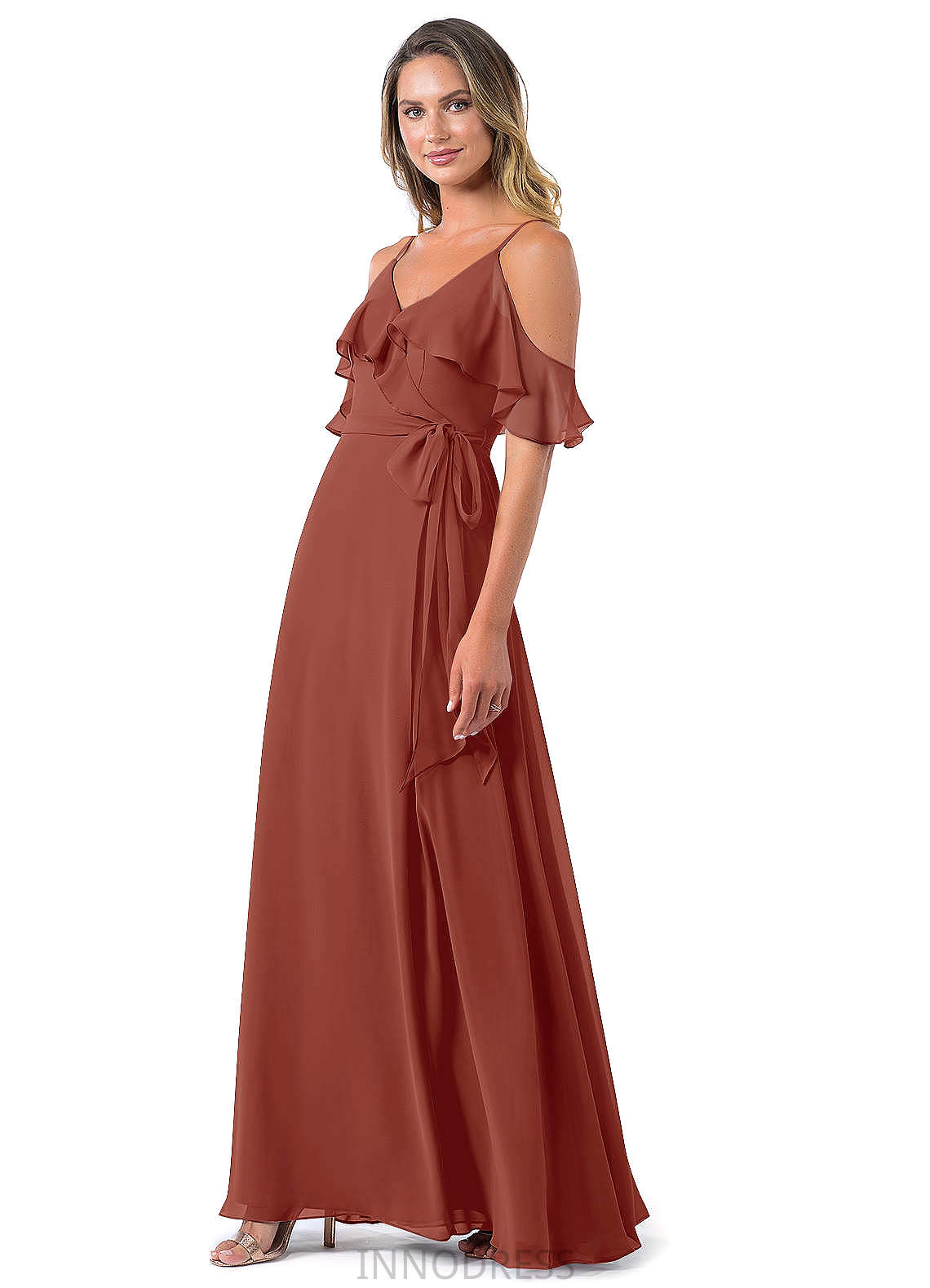 Dania Floor Length Sleeveless Halter Sheath/Column Natural Waist Bridesmaid Dresses