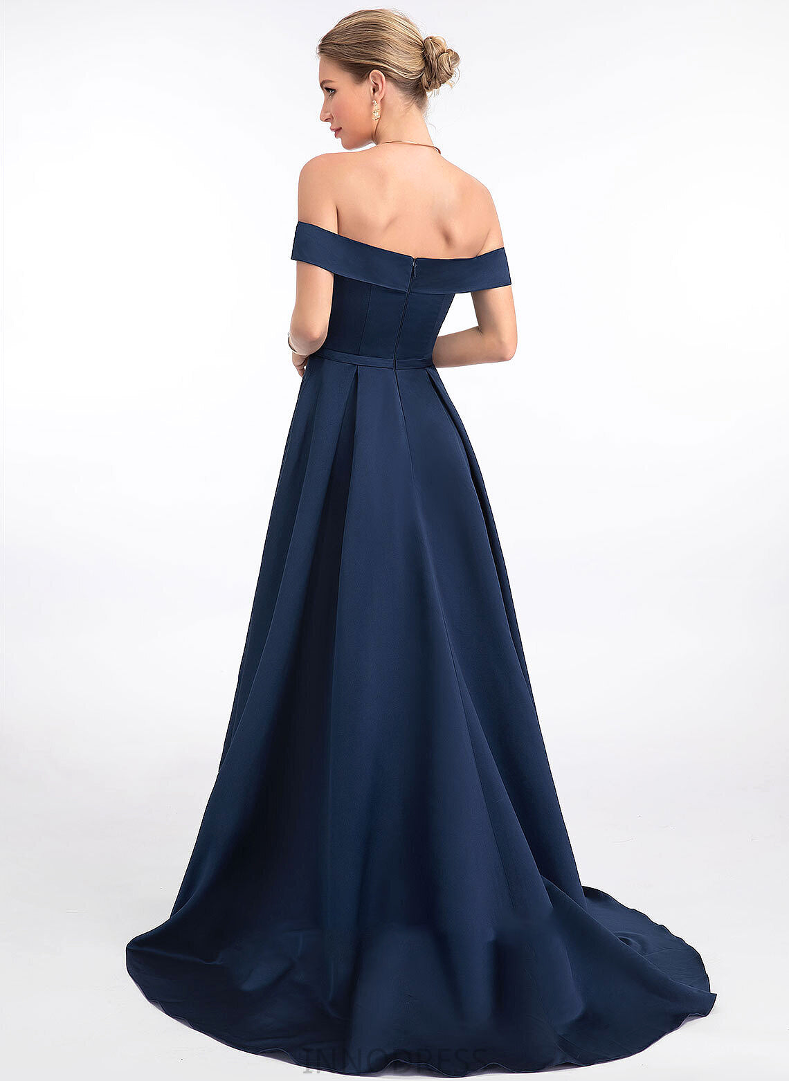 Asymmetrical Off-the-Shoulder Prom Dresses Satin Ball-Gown/Princess Lindsay