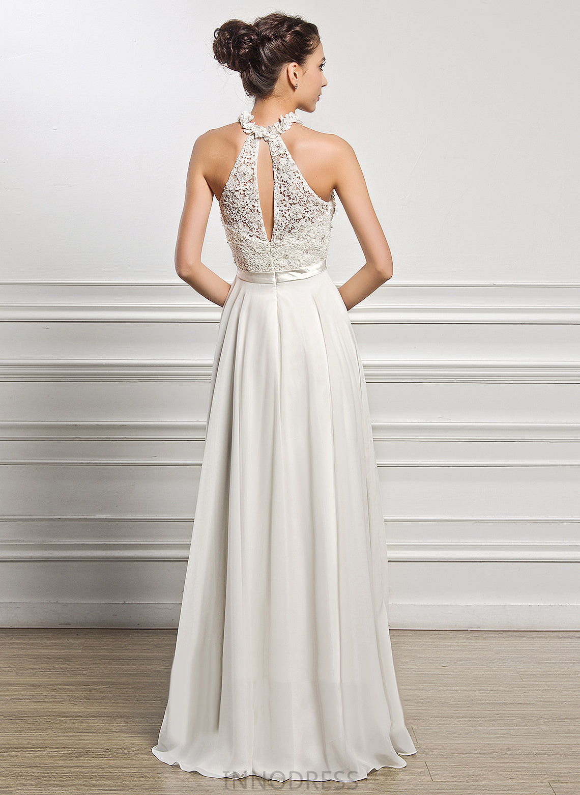 Wedding With Scoop Lace A-Line Floor-Length Neck Dress Chiffon Sequins Wedding Dresses Beading Camila