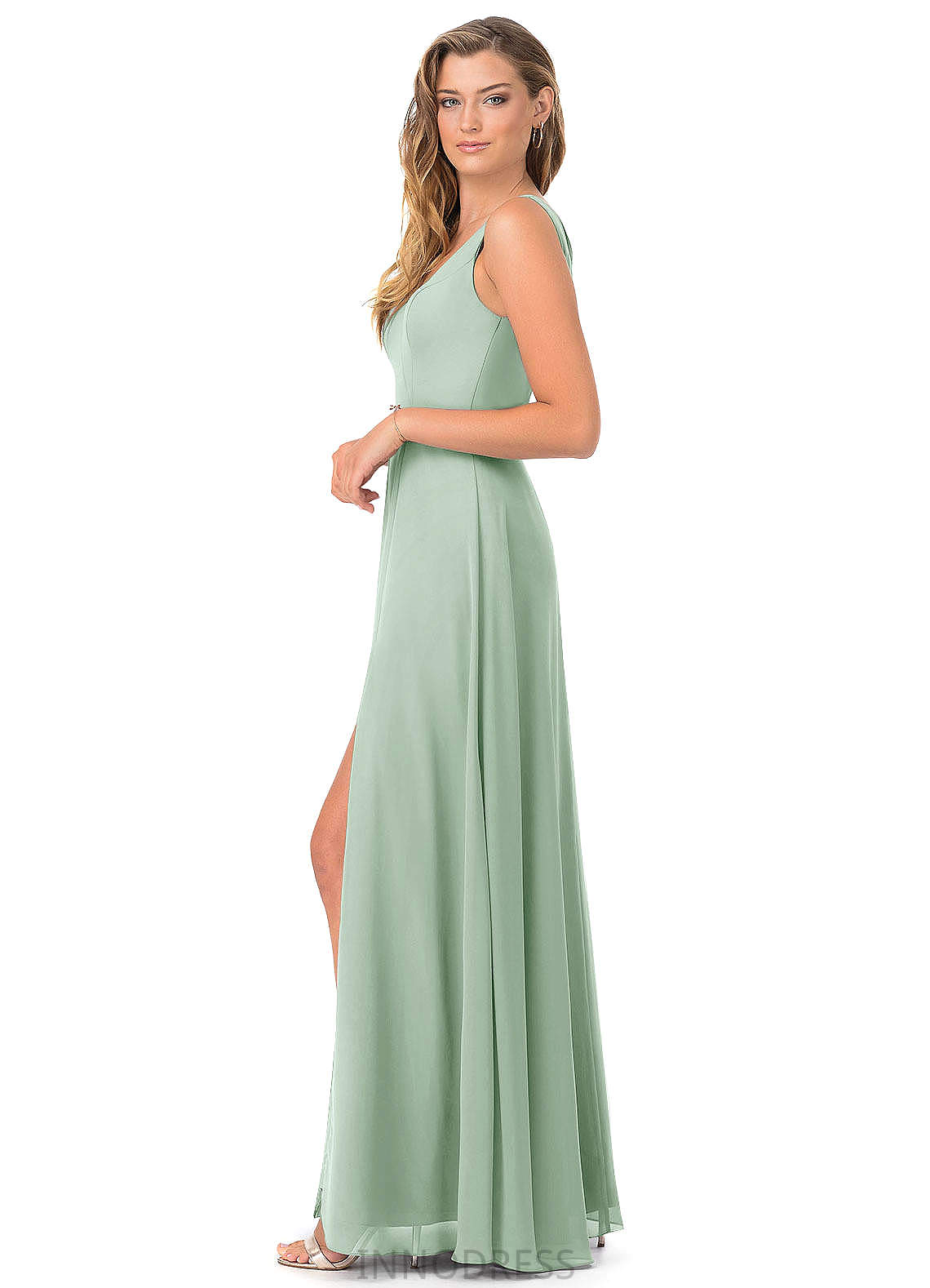 Emma Velvet A-Line/Princess Floor Length V-Neck Sleeveless Natural Waist Bridesmaid Dresses