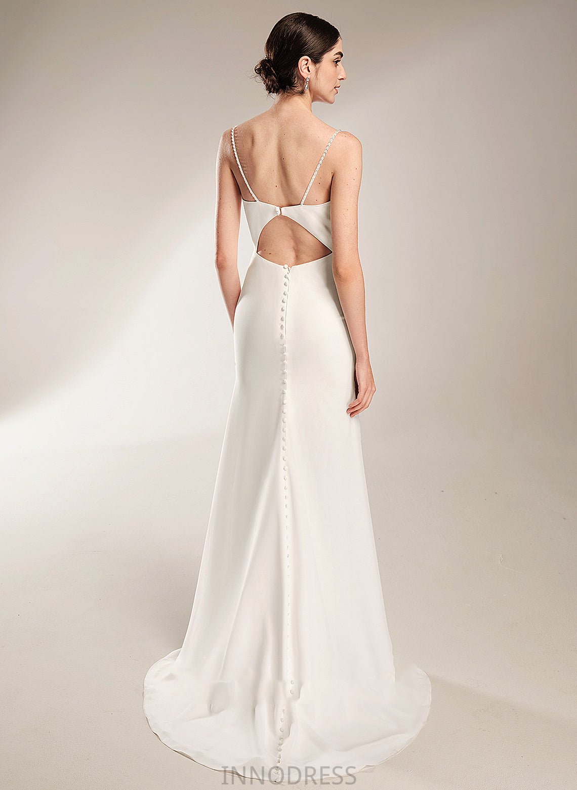 Beading A-Line Train With Dress Hallie Neck Wedding Dresses Court Cowl Wedding