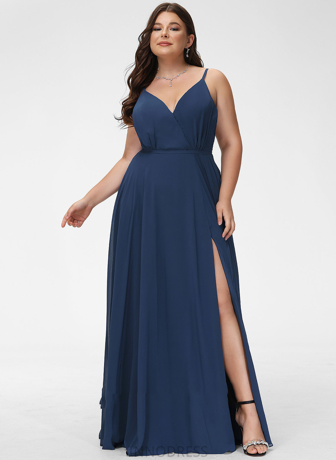 Prom Dresses Floor-Length A-Line Lisa V-neck Split Front With