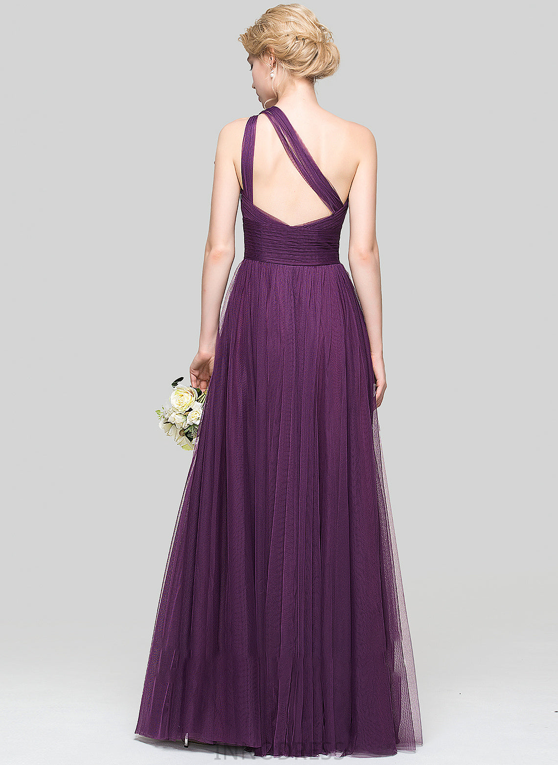 Prom Dresses A-Line Sara Floor-Length Ruffle With One-Shoulder Tulle