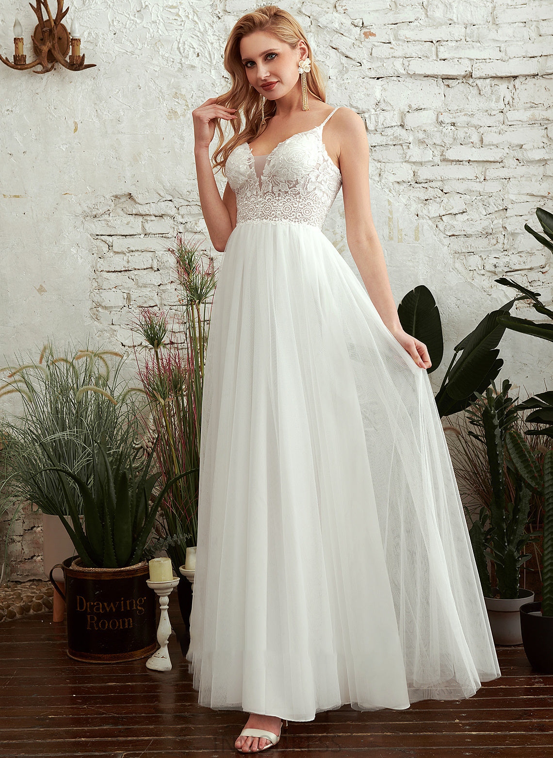 V-neck Floor-Length Wedding Dresses Dress Taryn A-Line Wedding