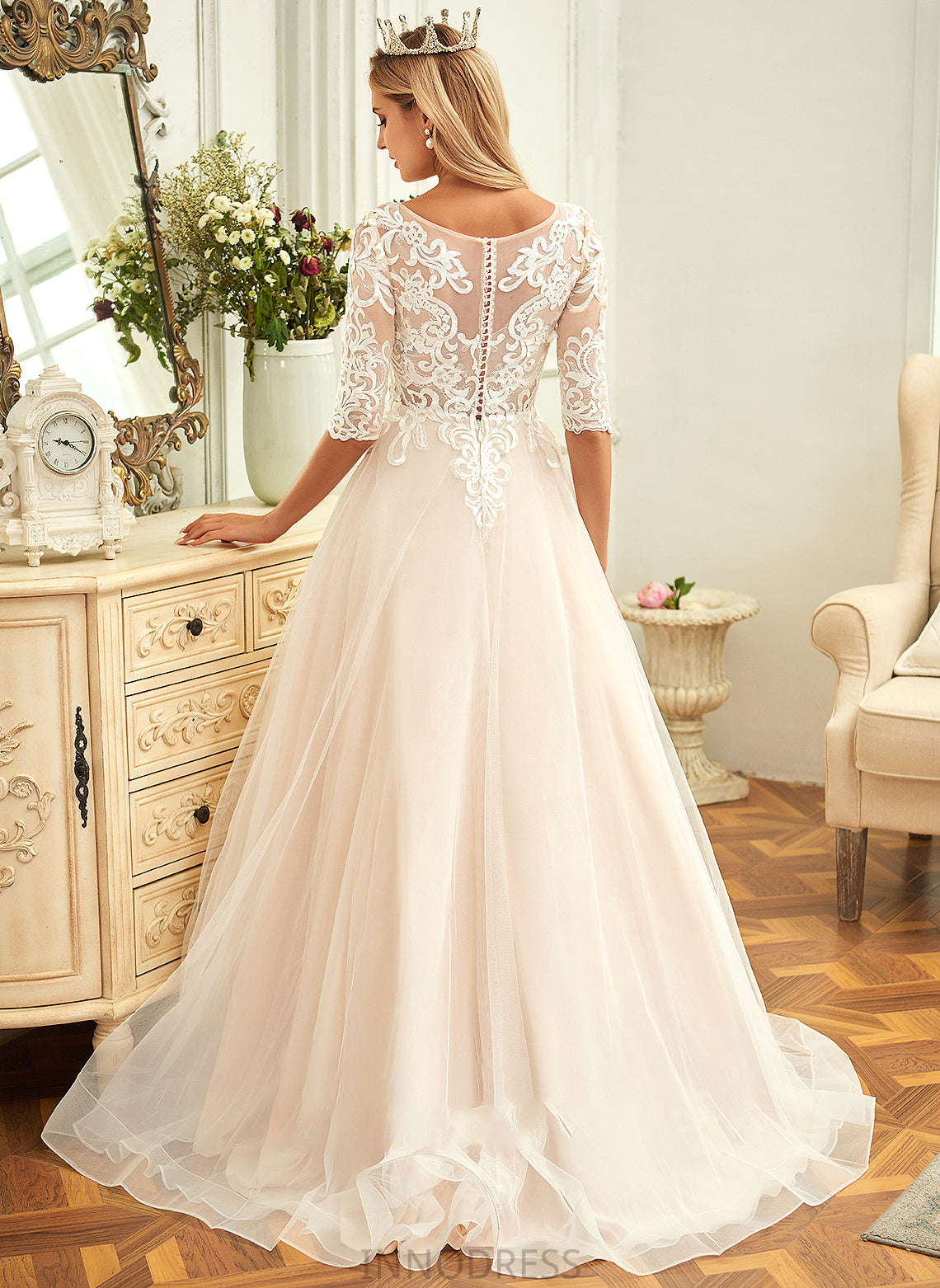 Sweep Dress Lace Wedding Neck Ball-Gown/Princess Train Aliana Tulle Scoop Wedding Dresses