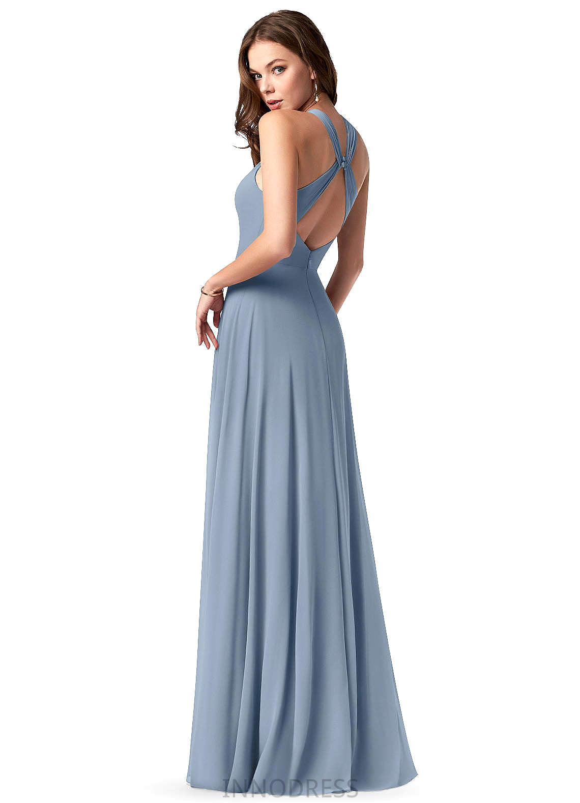 Anabella V-Neck Trumpet/Mermaid Floor Length Spandex Sleeveless Natural Waist Bridesmaid Dresses