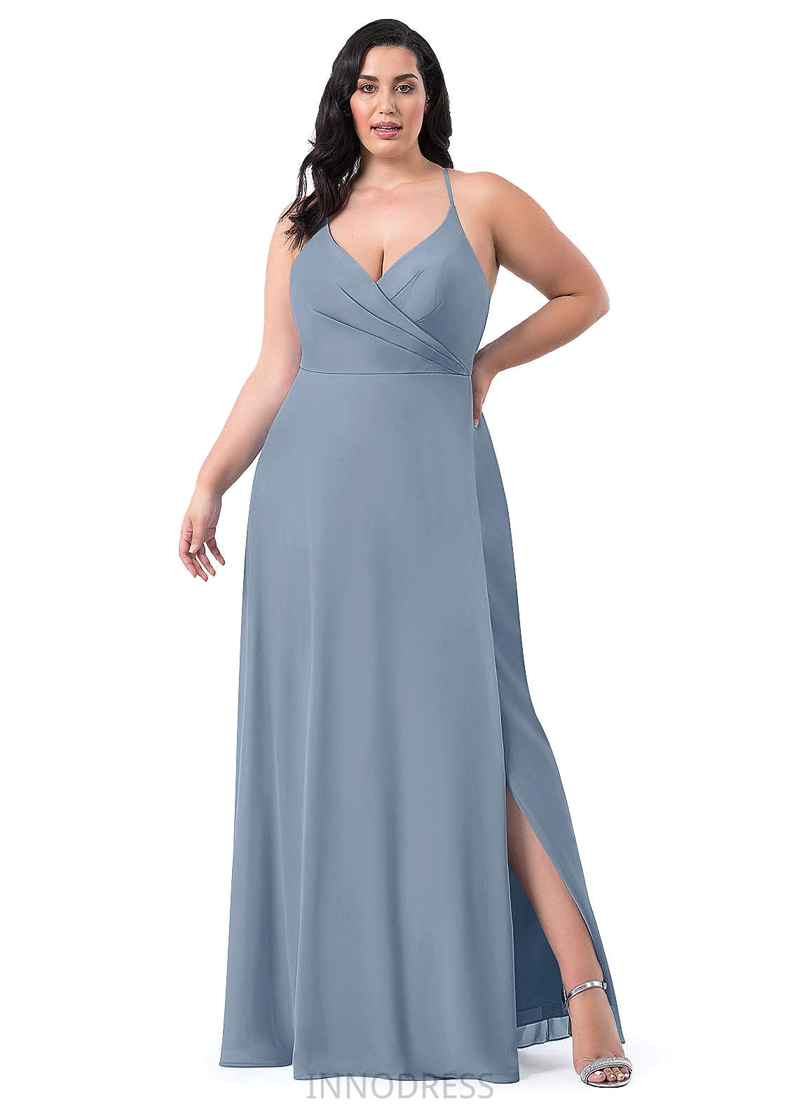 Allyson Natural Waist Sheath/Column Sleeveless High Low Spaghetti Staps Bridesmaid Dresses