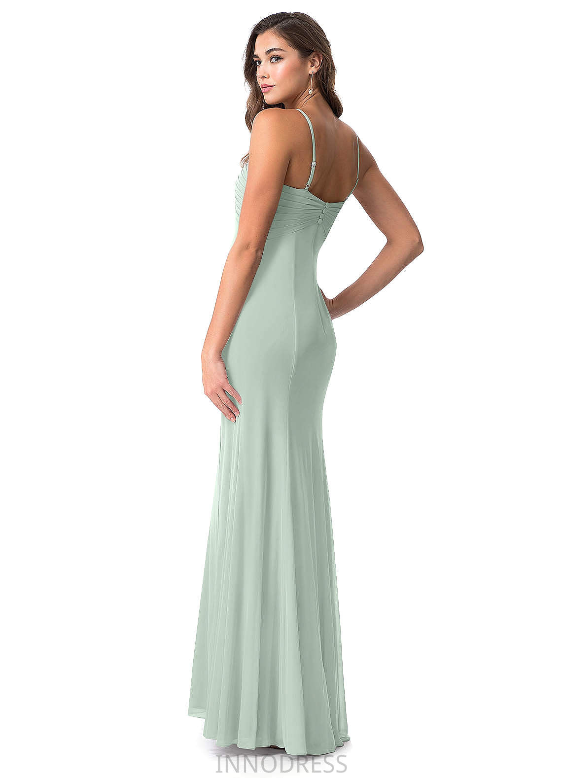 Rayna V-Neck Floor Length Sleeveless Natural Waist Spaghetti Staps A-Line/Princess Bridesmaid Dresses