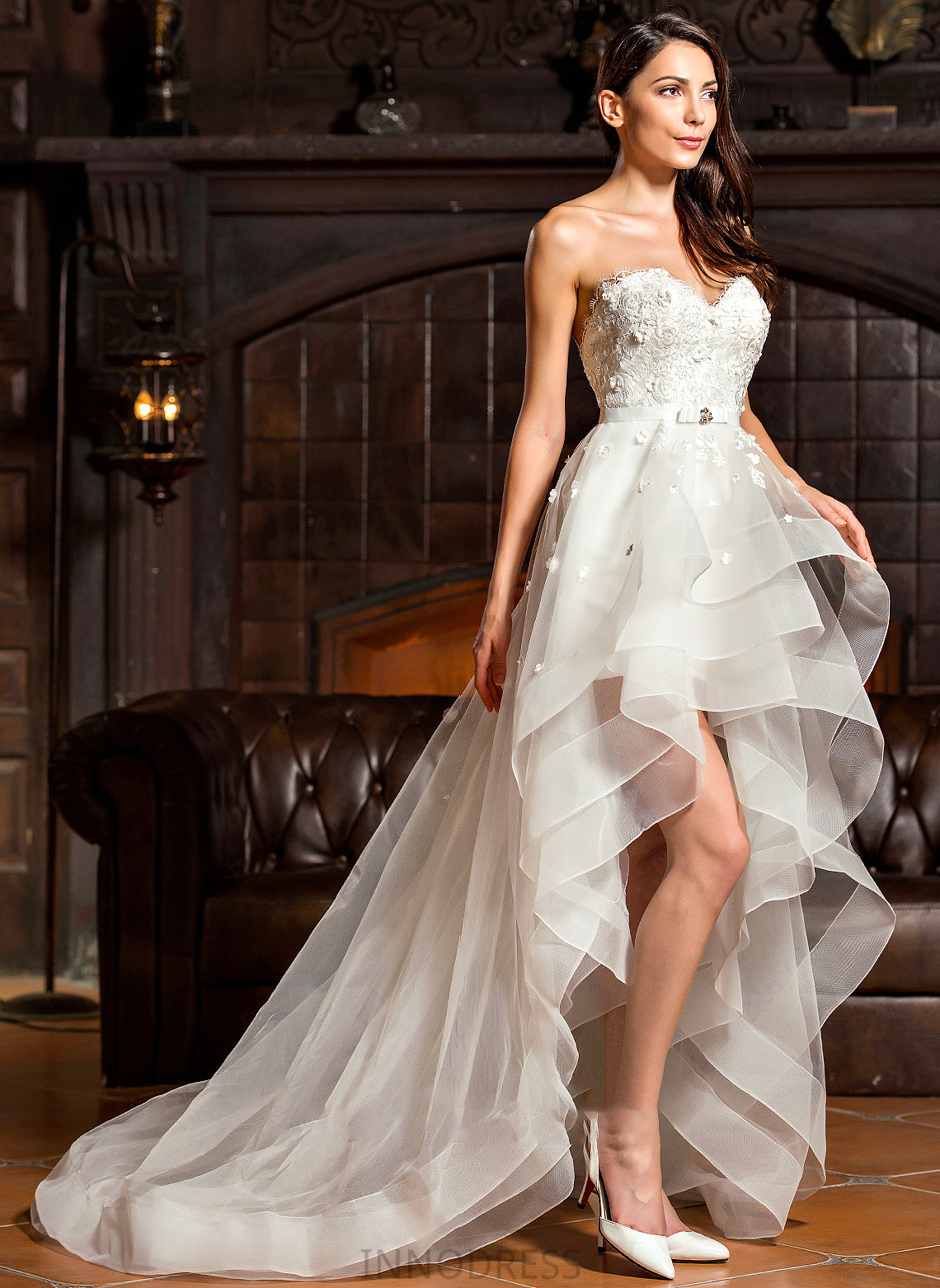 Wedding Beading Tulle Wedding Dresses Dress A-Line With Ann Asymmetrical Sweetheart Bow(s)