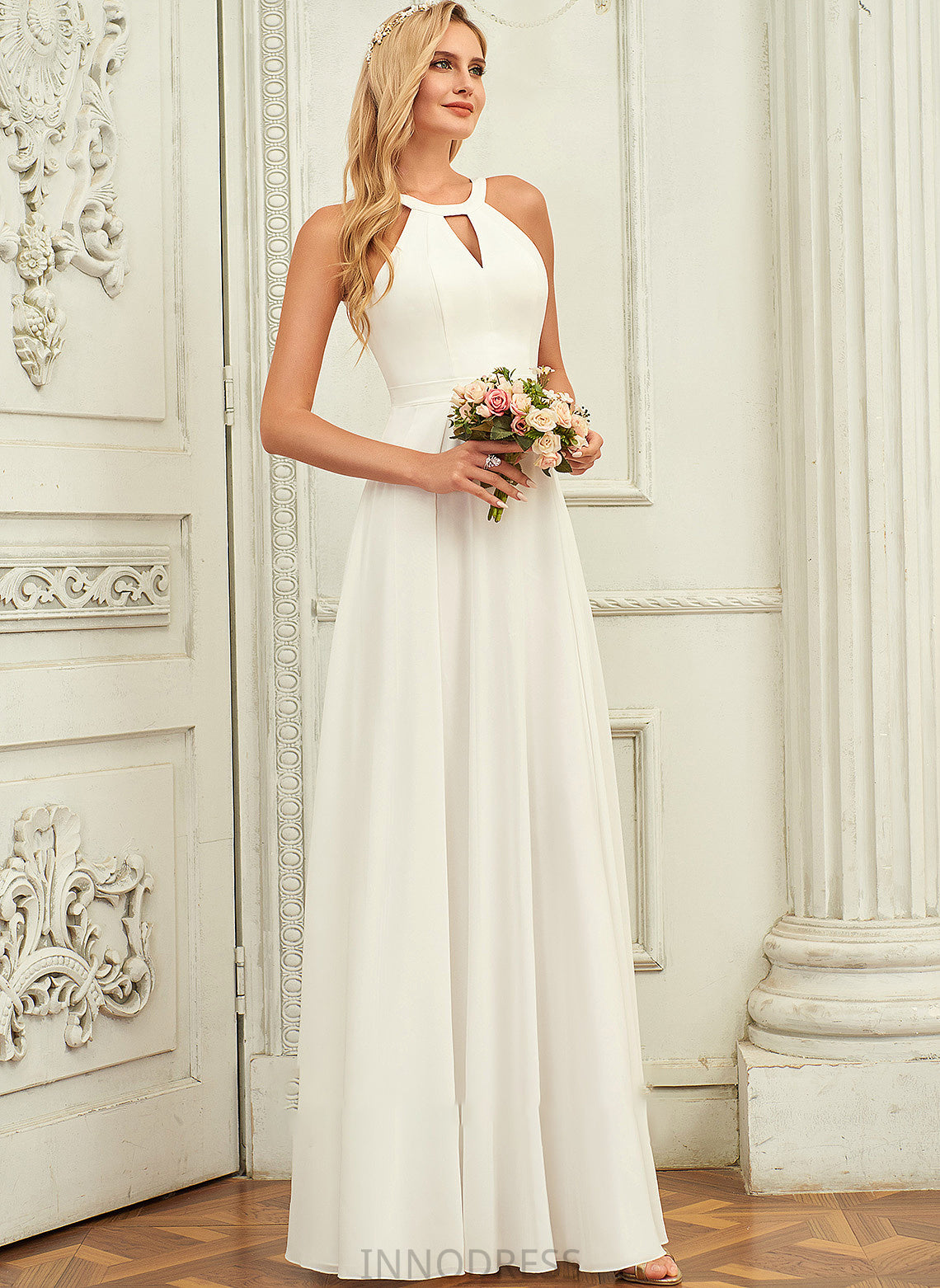 Dress Chiffon Aurora Scoop Wedding Neck Wedding Dresses Floor-Length A-Line