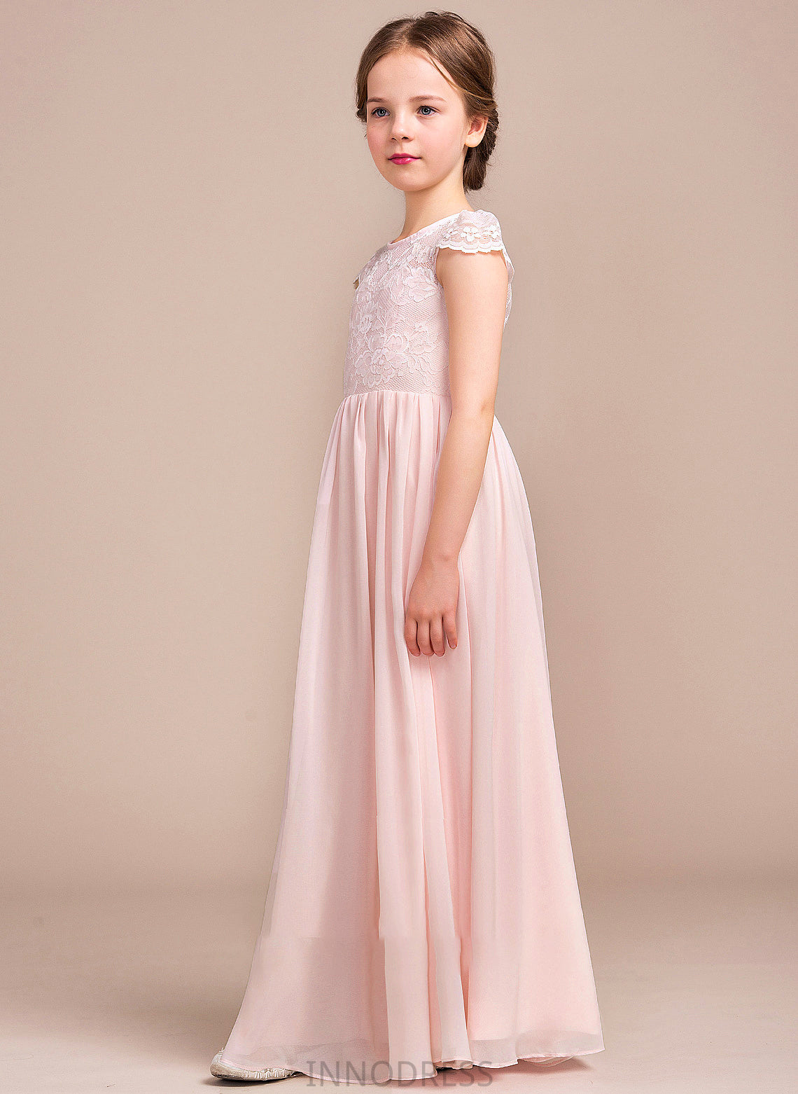 Deanna A-LineScoopNeckFloor-LengthChiffonLaceJuniorBridesmaidDress#81155 Junior Bridesmaid Dresses